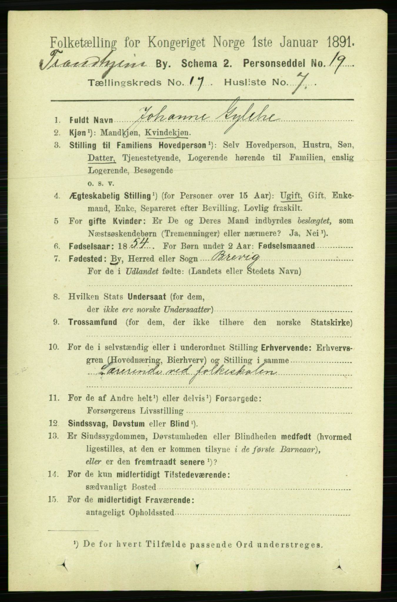 RA, 1891 census for 1601 Trondheim, 1891, p. 13288