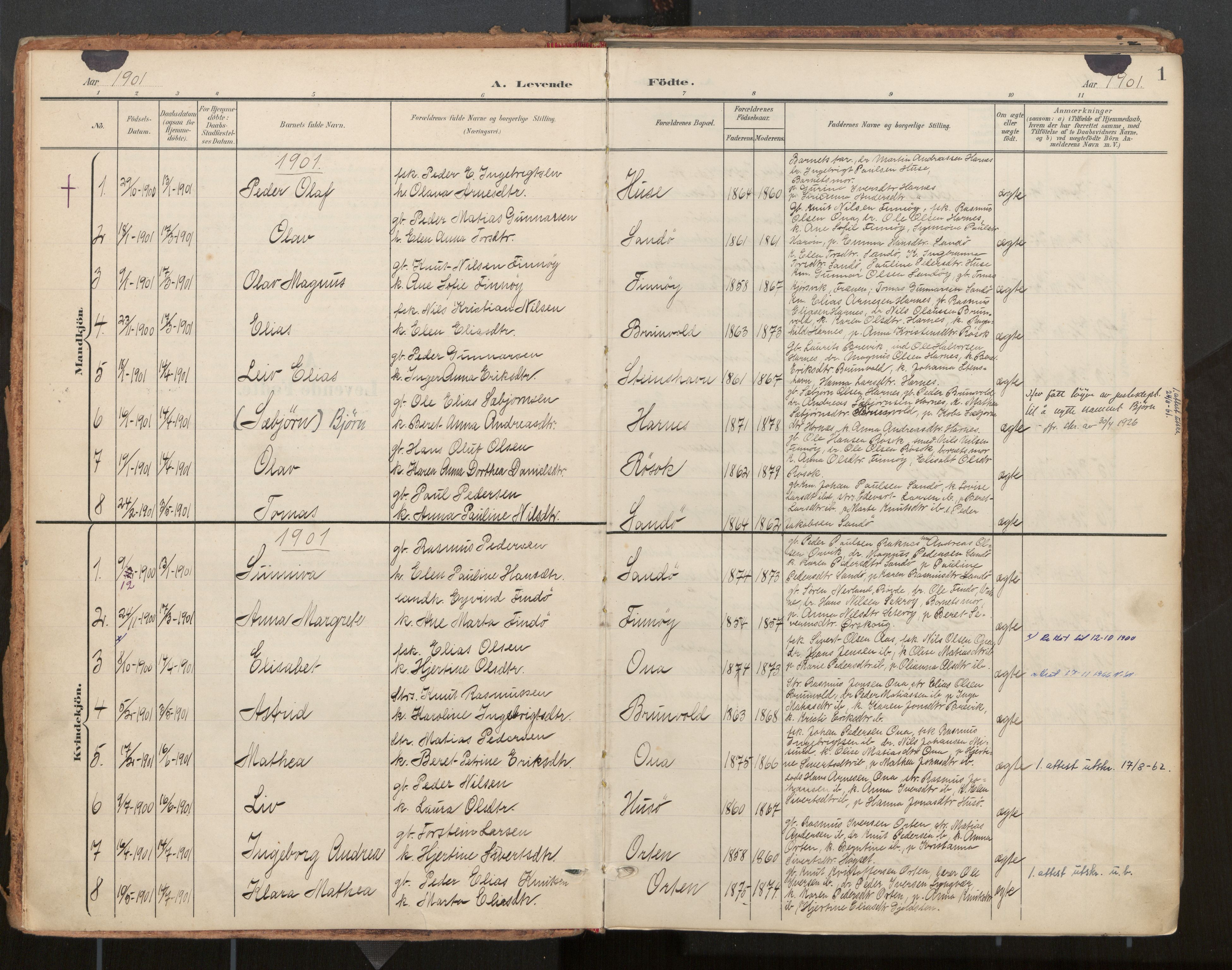Ministerialprotokoller, klokkerbøker og fødselsregistre - Møre og Romsdal, AV/SAT-A-1454/561/L0730: Parish register (official) no. 561A04, 1901-1929, p. 1