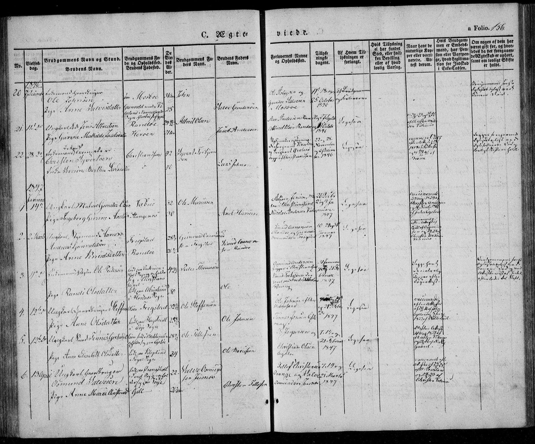 Oddernes sokneprestkontor, SAK/1111-0033/F/Fa/Faa/L0006: Parish register (official) no. A 6, 1838-1851, p. 156