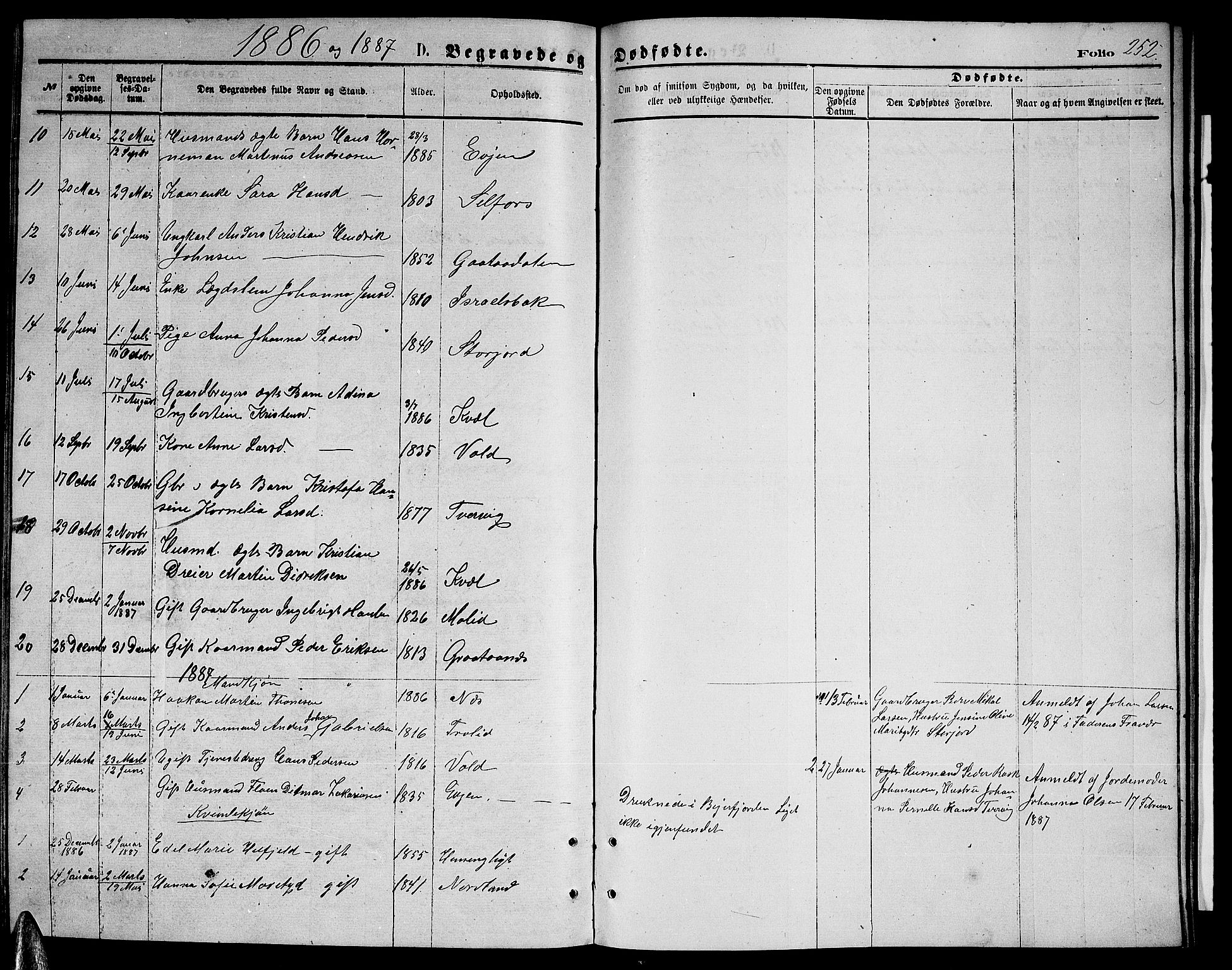 Ministerialprotokoller, klokkerbøker og fødselsregistre - Nordland, AV/SAT-A-1459/846/L0653: Parish register (copy) no. 846C03, 1872-1887, p. 252