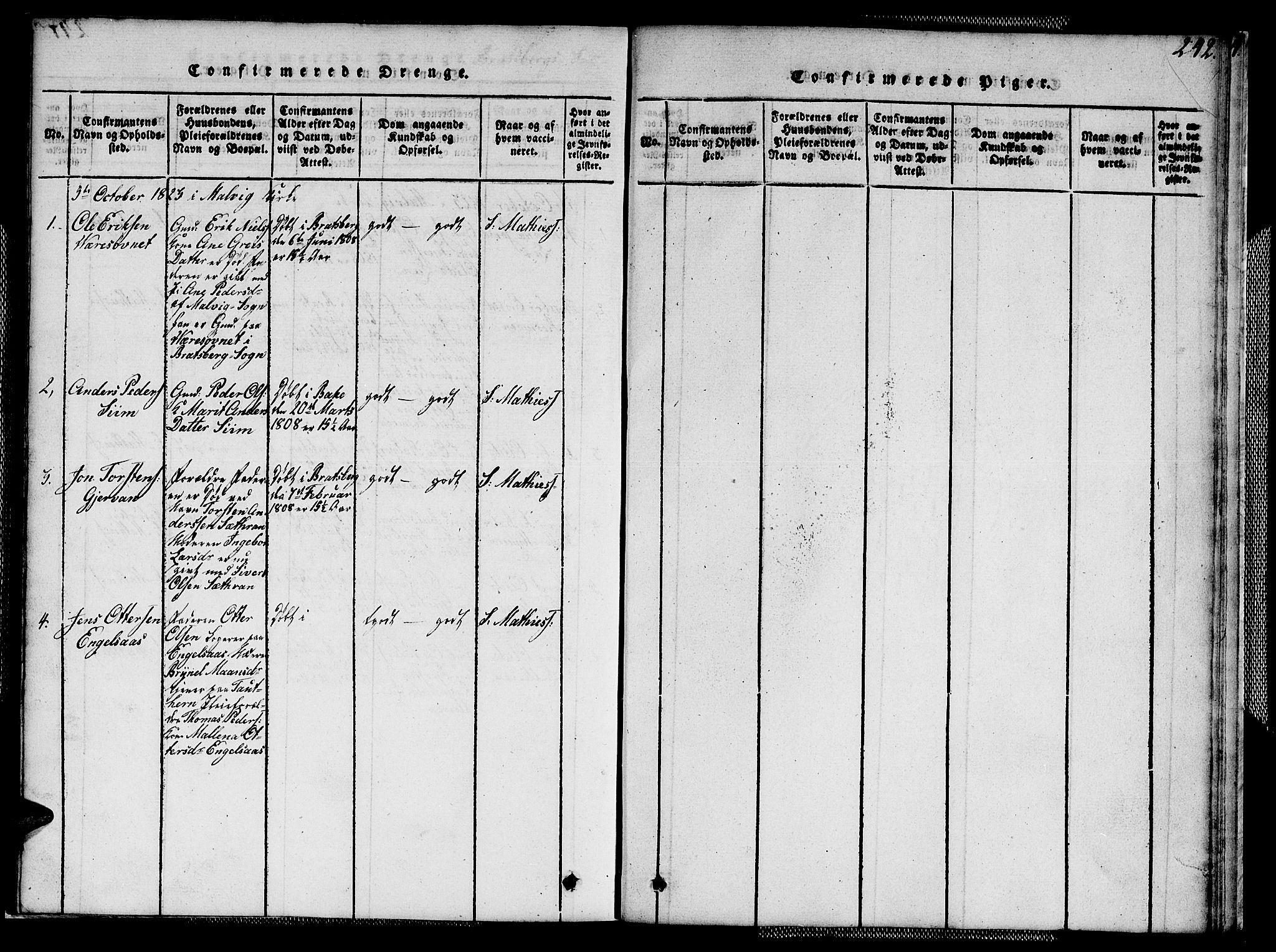 Ministerialprotokoller, klokkerbøker og fødselsregistre - Sør-Trøndelag, SAT/A-1456/608/L0336: Parish register (copy) no. 608C02, 1817-1827, p. 242