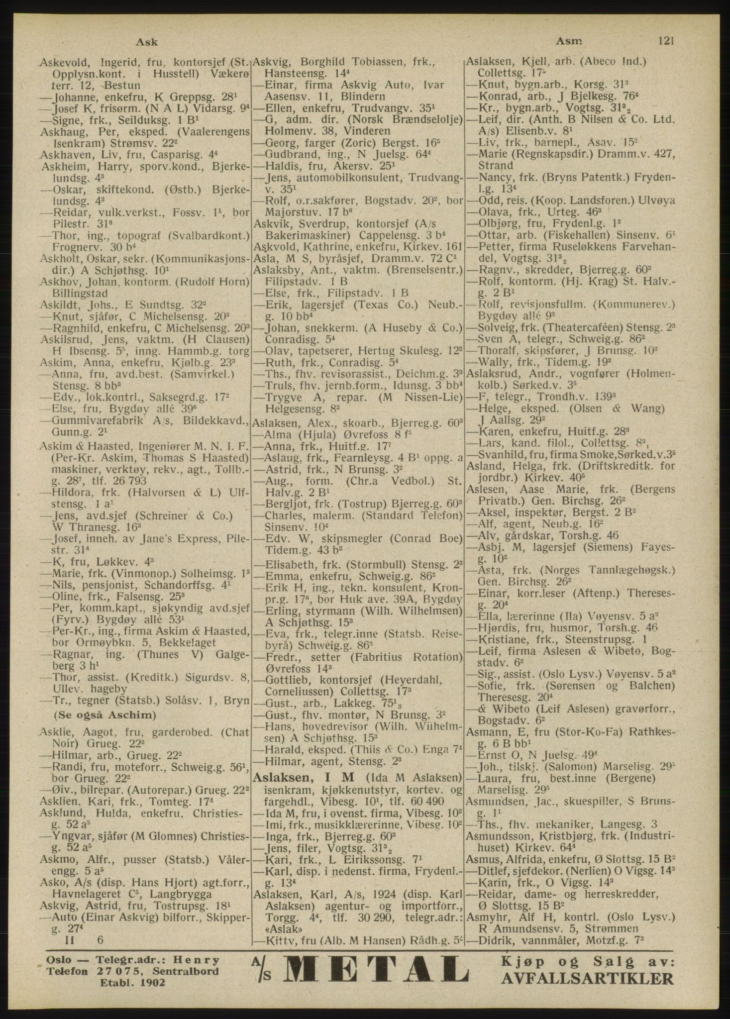 Kristiania/Oslo adressebok, PUBL/-, 1946, p. 121