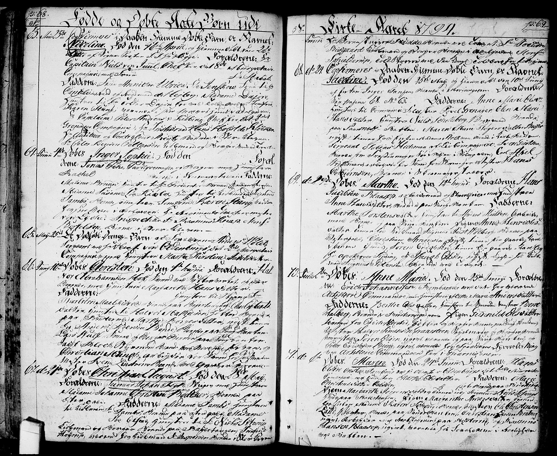 Halden prestekontor Kirkebøker, AV/SAO-A-10909/F/Fa/L0002: Parish register (official) no. I 2, 1792-1812, p. 68-69