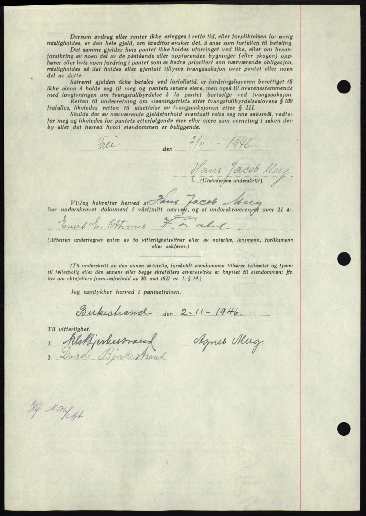 Nordmøre sorenskriveri, AV/SAT-A-4132/1/2/2Ca: Mortgage book no. B95, 1946-1947, Diary no: : 2245/1946