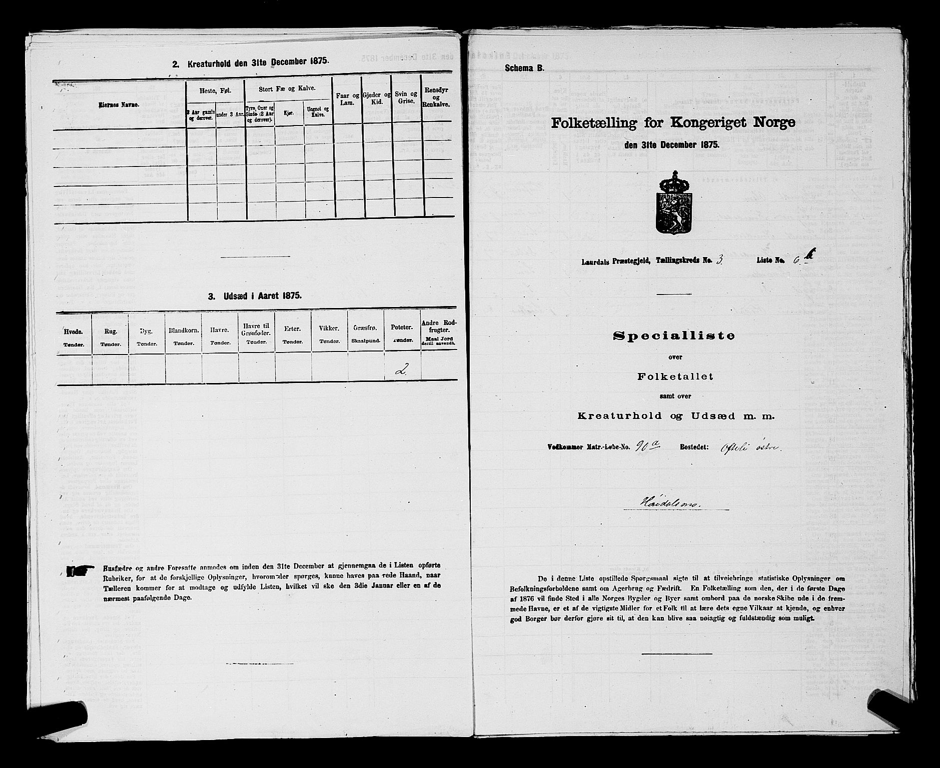 SAKO, 1875 census for 0833P Lårdal, 1875, p. 377