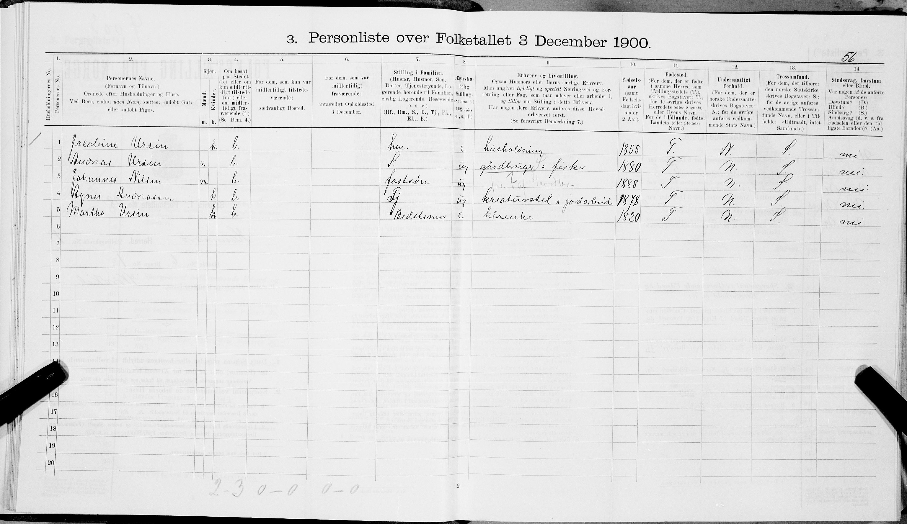 SAT, 1900 census for Hamarøy, 1900, p. 73