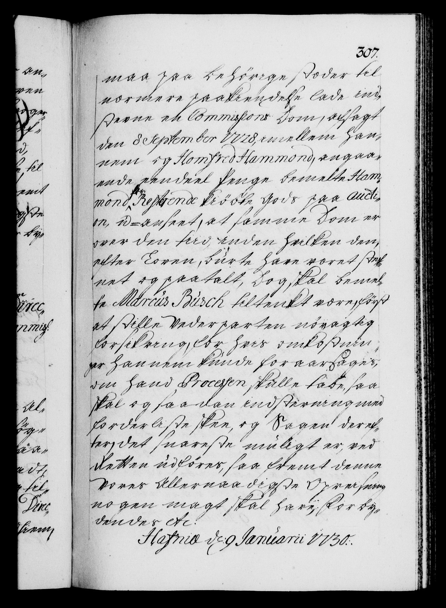 Danske Kanselli 1572-1799, AV/RA-EA-3023/F/Fc/Fca/Fcaa/L0026: Norske registre, 1729-1730, p. 307a