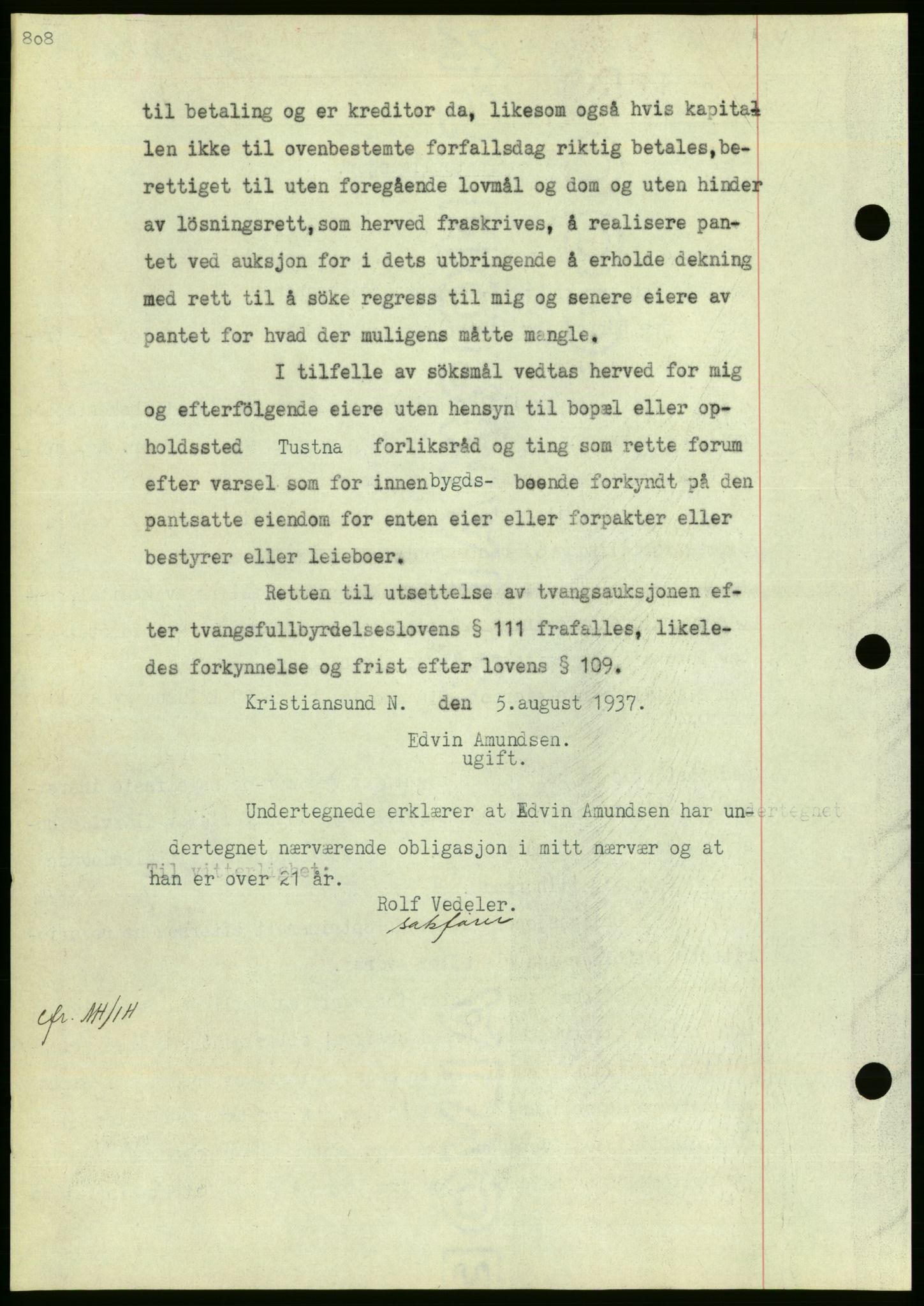 Nordmøre sorenskriveri, AV/SAT-A-4132/1/2/2Ca/L0091: Mortgage book no. B81, 1937-1937, Diary no: : 1993/1937