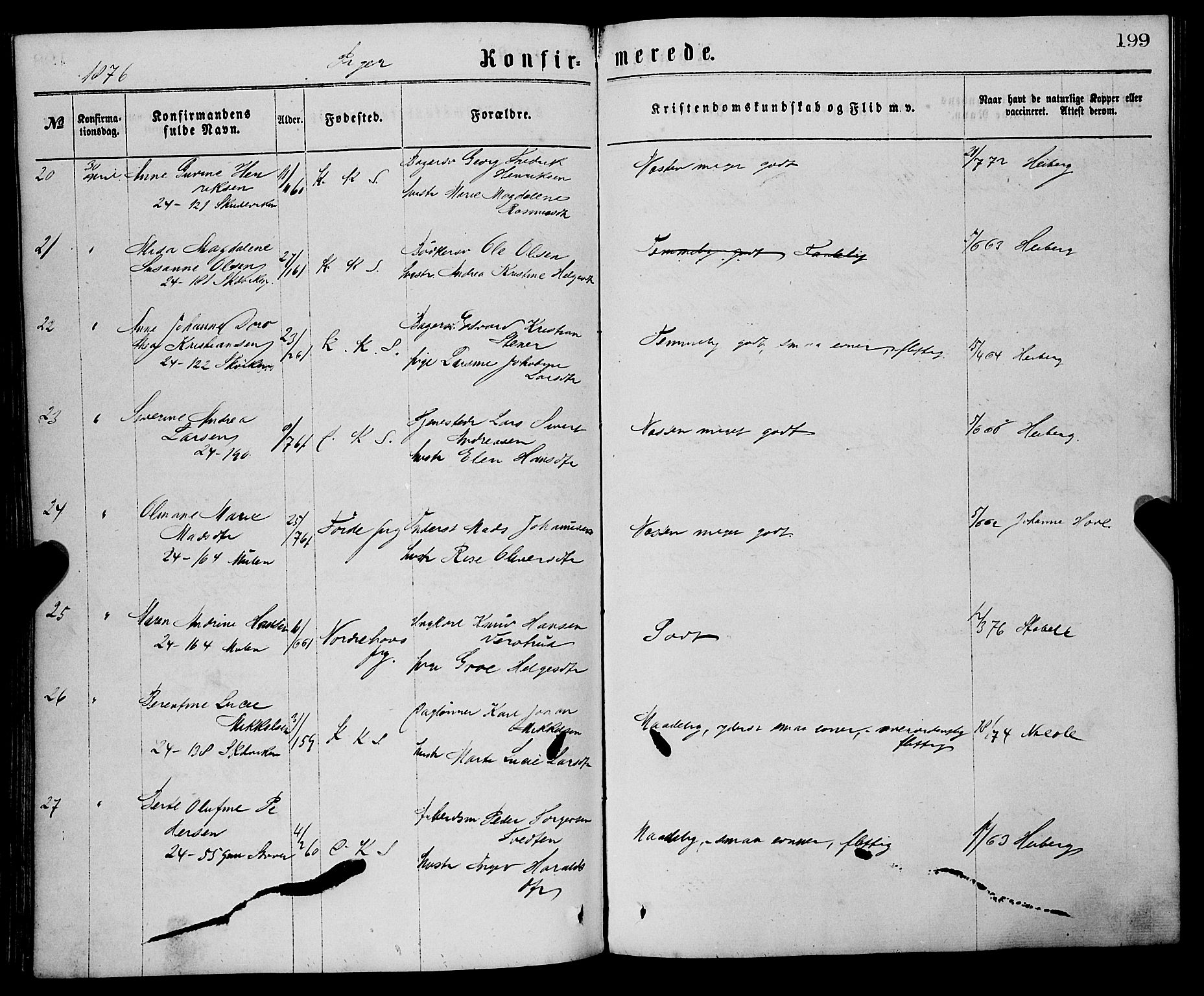 Sandviken Sokneprestembete, AV/SAB-A-77601/H/Ha/L0001: Parish register (official) no. A 1, 1867-1877, p. 199