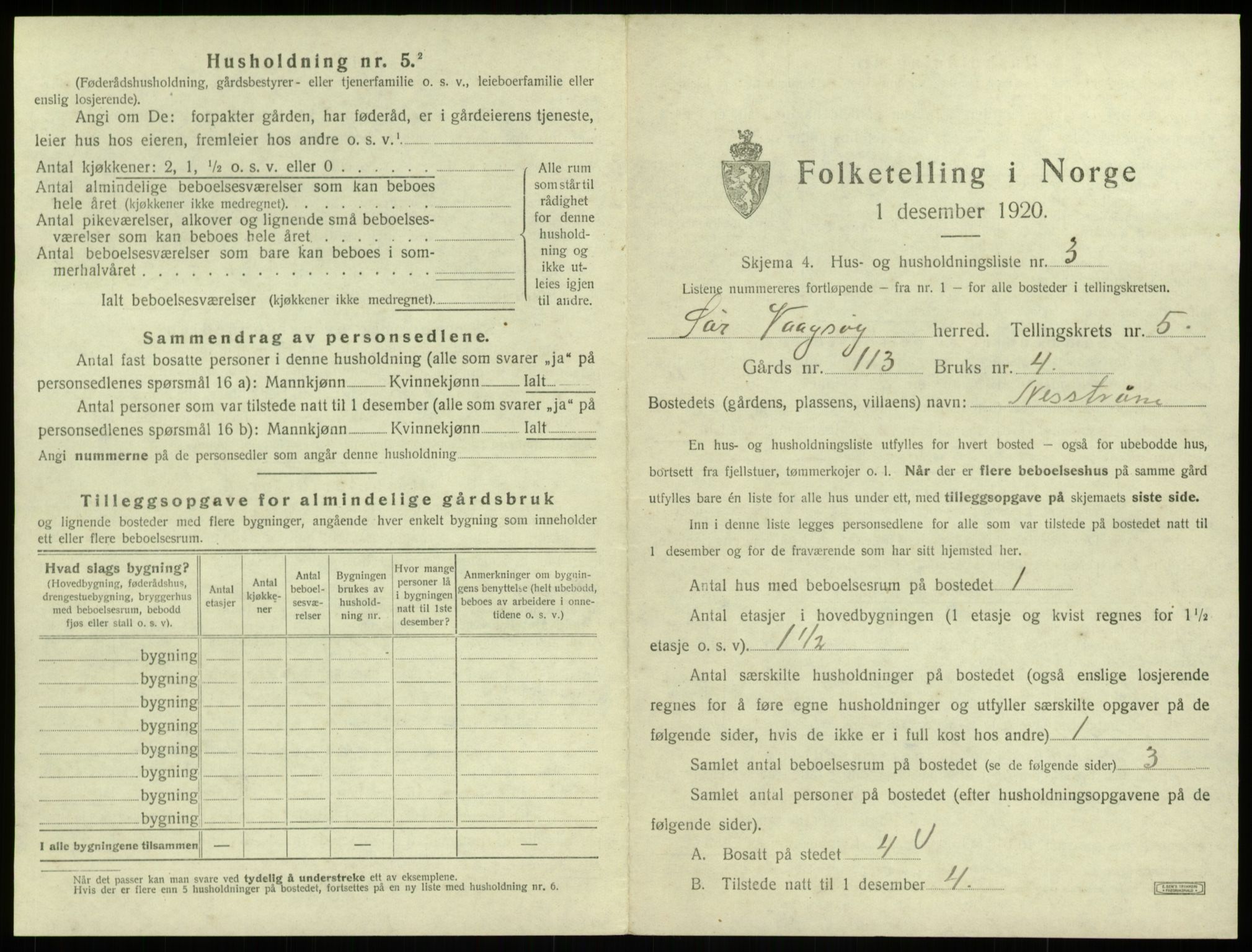 SAB, 1920 census for Sør-Vågsøy, 1920, p. 307