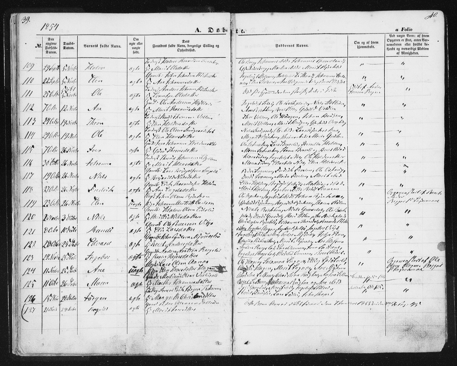 Ministerialprotokoller, klokkerbøker og fødselsregistre - Sør-Trøndelag, SAT/A-1456/630/L0494: Parish register (official) no. 630A07, 1852-1868, p. 39-40