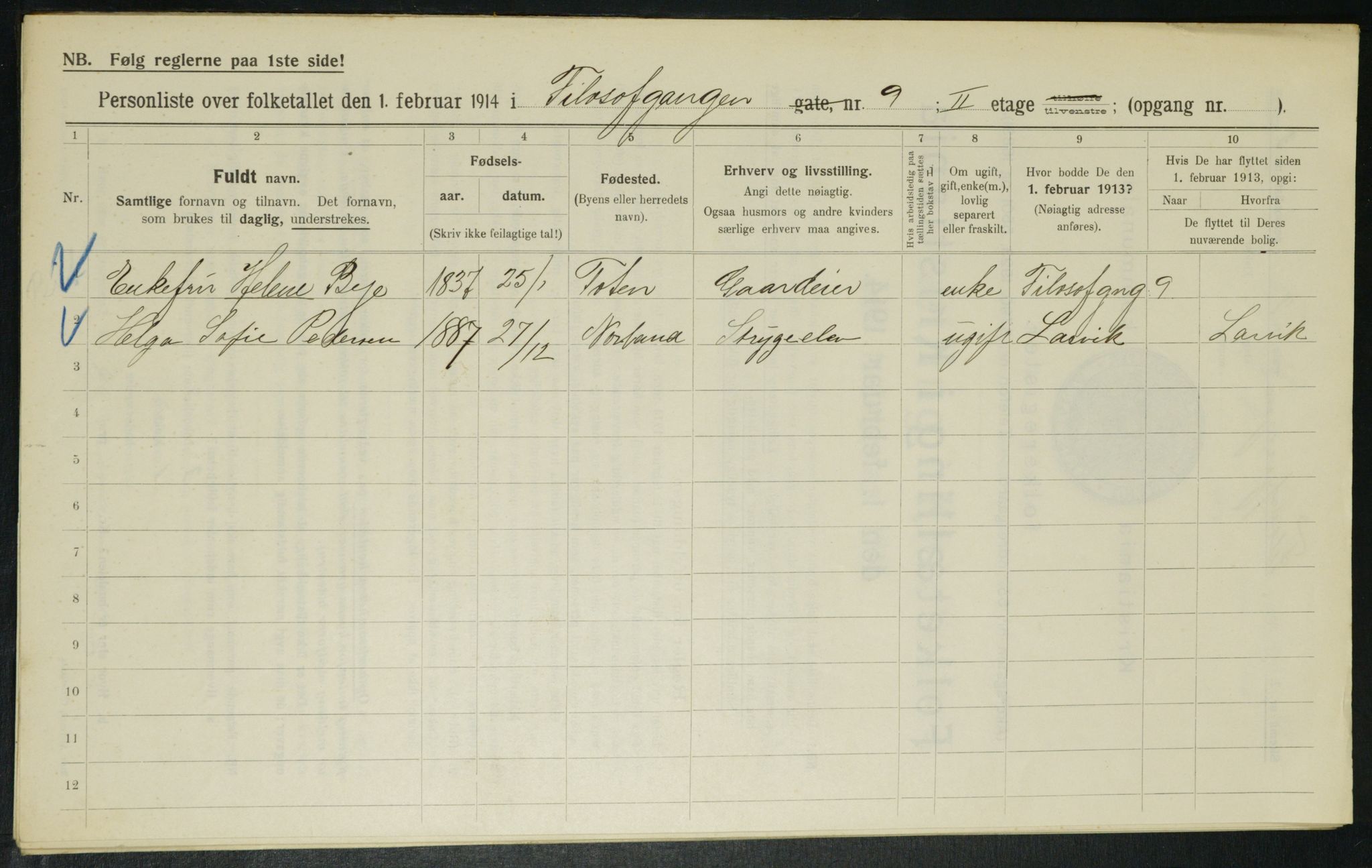 OBA, Municipal Census 1914 for Kristiania, 1914, p. 24413