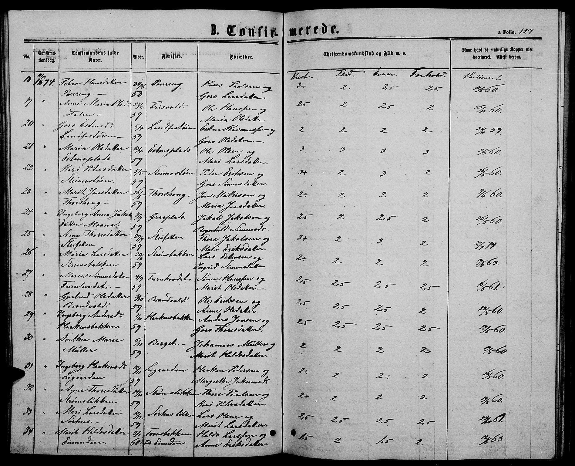 Alvdal prestekontor, AV/SAH-PREST-060/H/Ha/Hab/L0002: Parish register (copy) no. 2, 1863-1878, p. 127