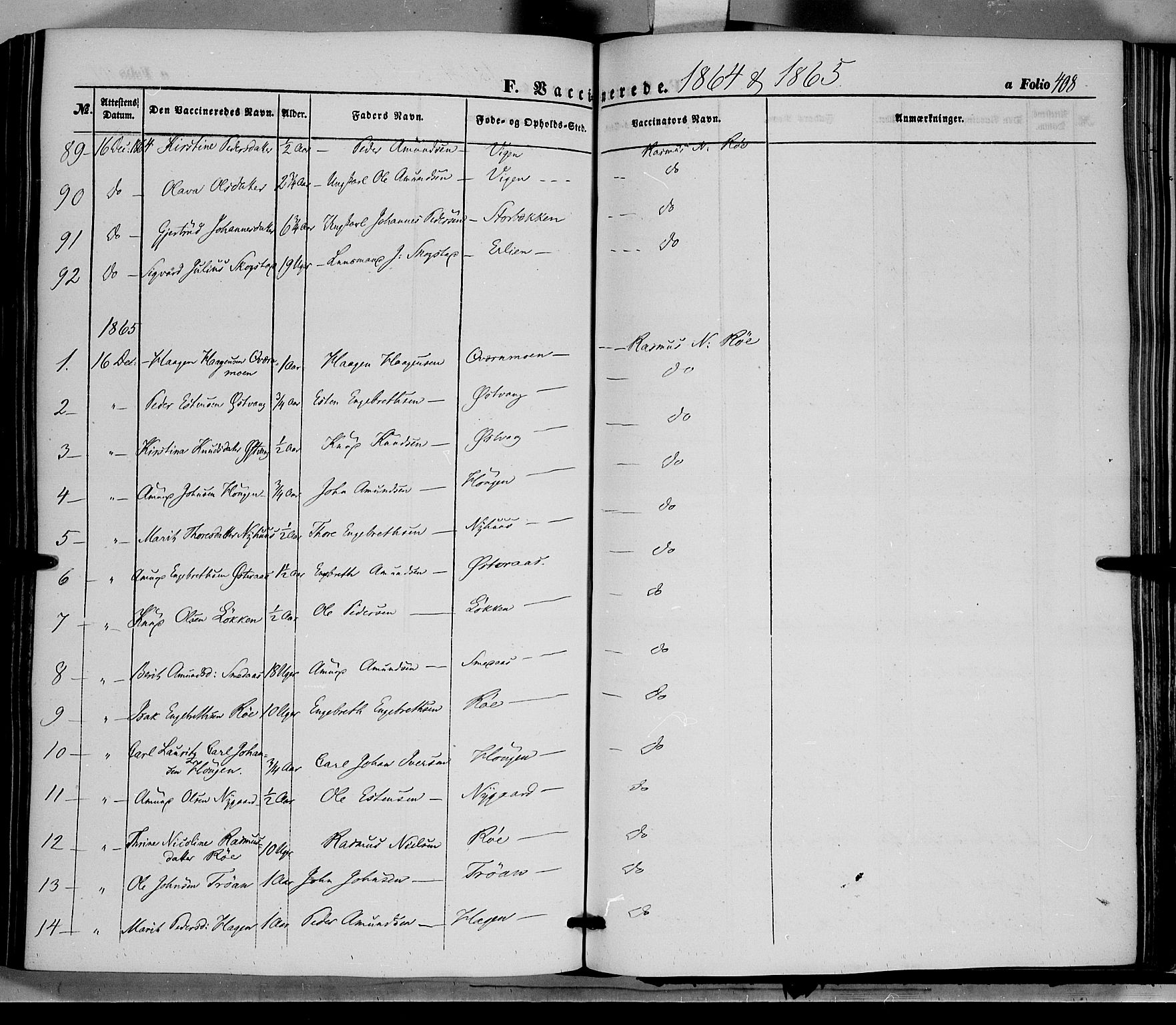 Tolga prestekontor, AV/SAH-PREST-062/K/L0006: Parish register (official) no. 6, 1852-1876, p. 408