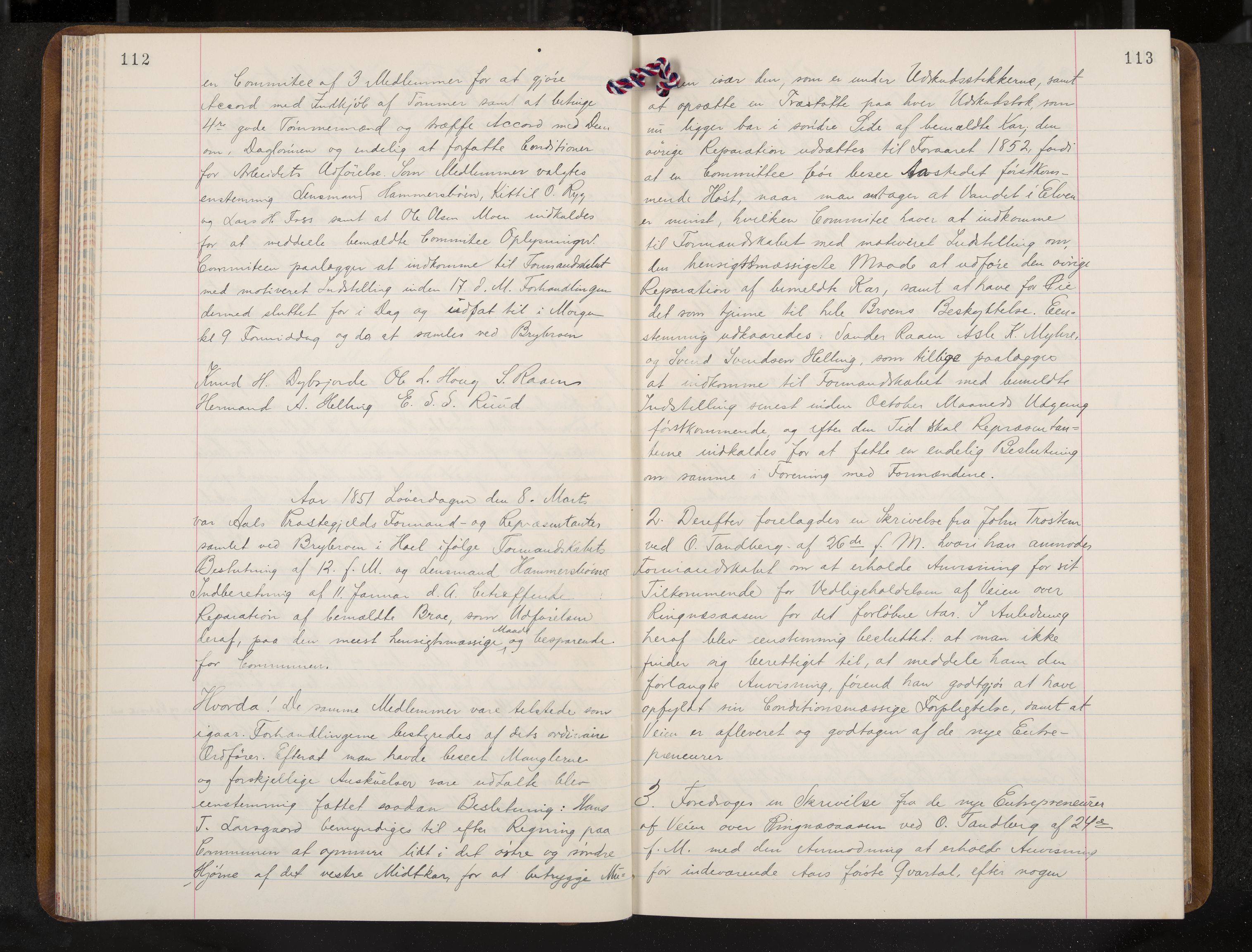 Ål formannskap og sentraladministrasjon, IKAK/0619021/A/Aa/L0002: Utskrift av møtebok, 1846-1857, p. 112-113
