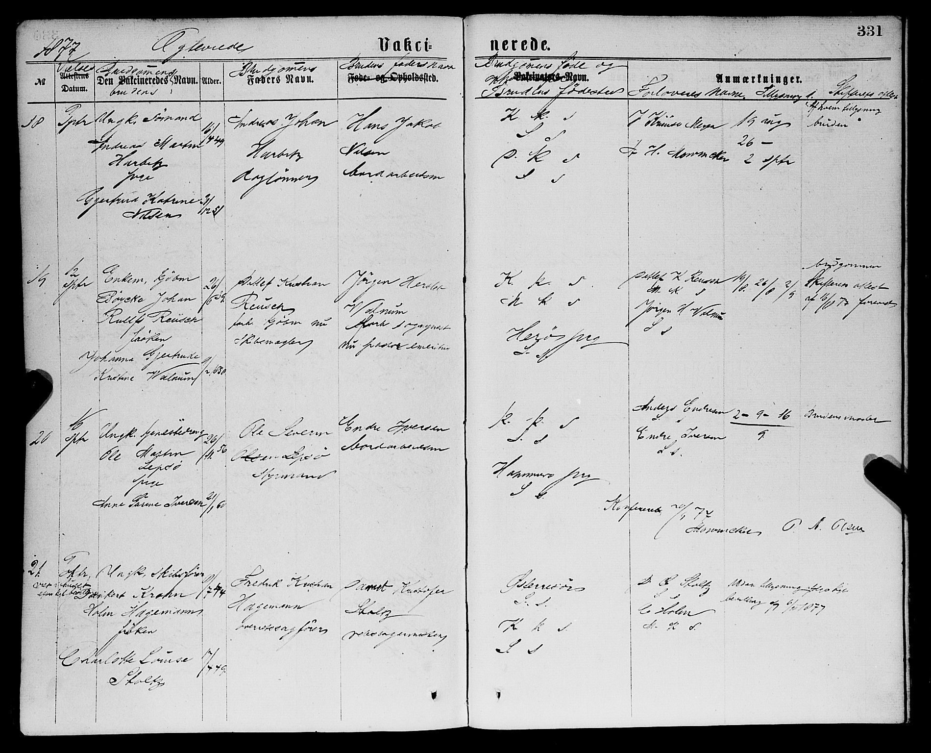 Sandviken Sokneprestembete, SAB/A-77601/H/Ha/L0001: Parish register (official) no. A 1, 1867-1877, p. 331