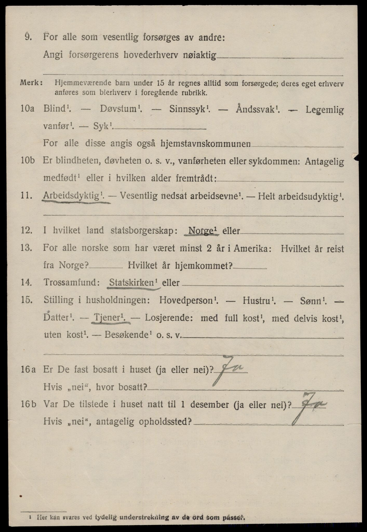 SAT, 1920 census for Stangvik, 1920, p. 1419