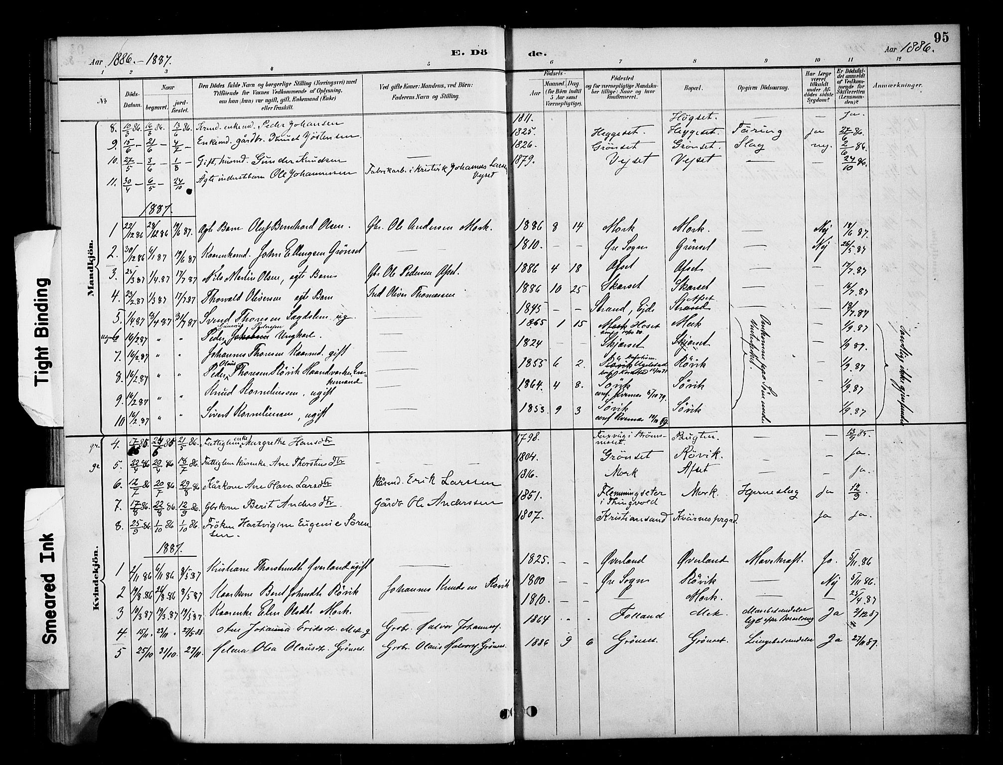 Ministerialprotokoller, klokkerbøker og fødselsregistre - Møre og Romsdal, SAT/A-1454/568/L0809: Parish register (official) no. 568A13, 1884-1900, p. 95
