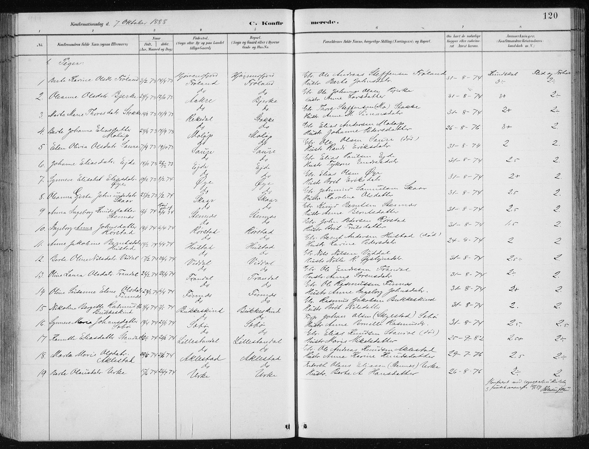 Ministerialprotokoller, klokkerbøker og fødselsregistre - Møre og Romsdal, AV/SAT-A-1454/515/L0215: Parish register (copy) no. 515C02, 1884-1906, p. 120