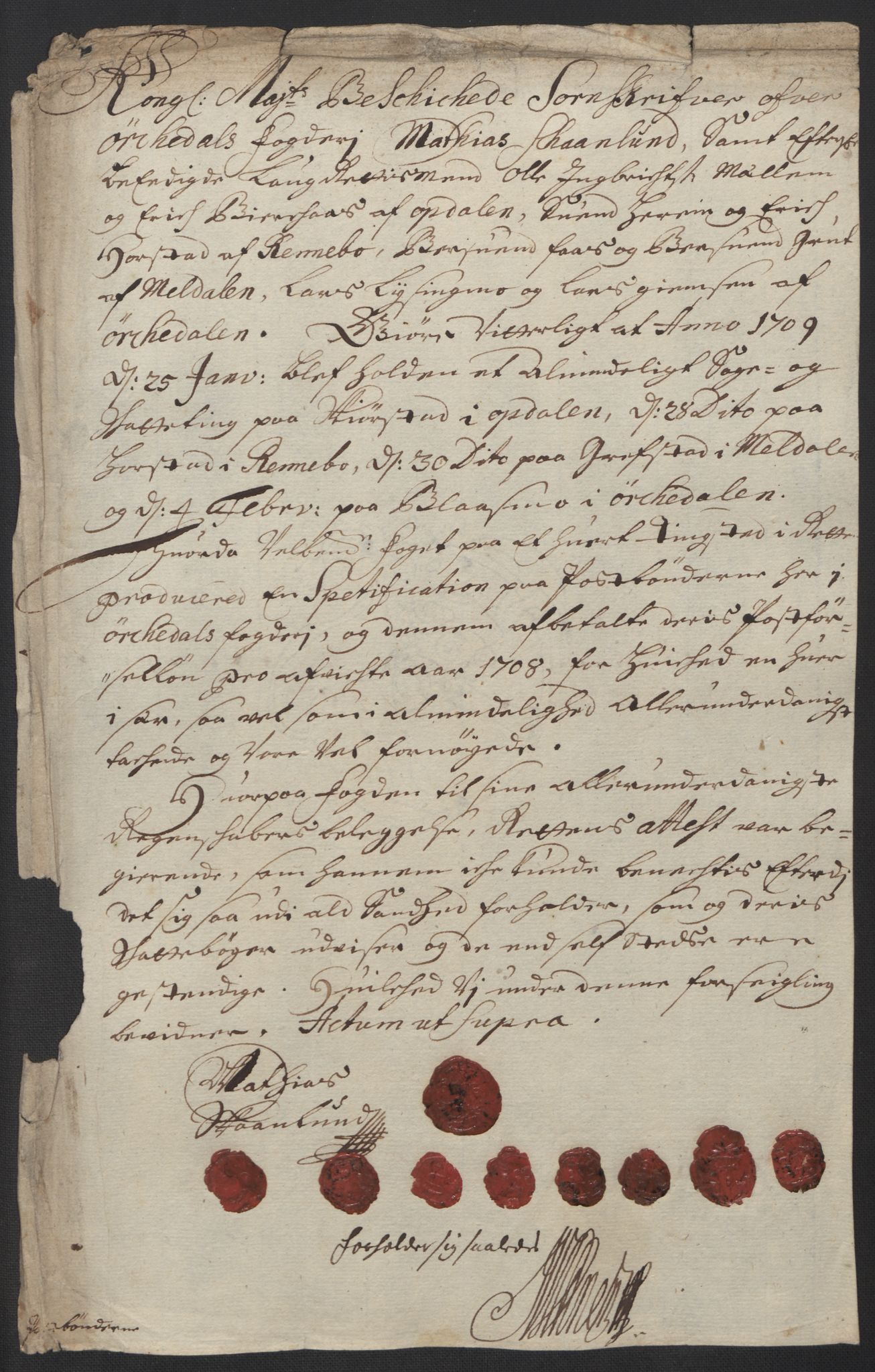 Rentekammeret inntil 1814, Reviderte regnskaper, Fogderegnskap, RA/EA-4092/R60/L3958: Fogderegnskap Orkdal og Gauldal, 1708, p. 365