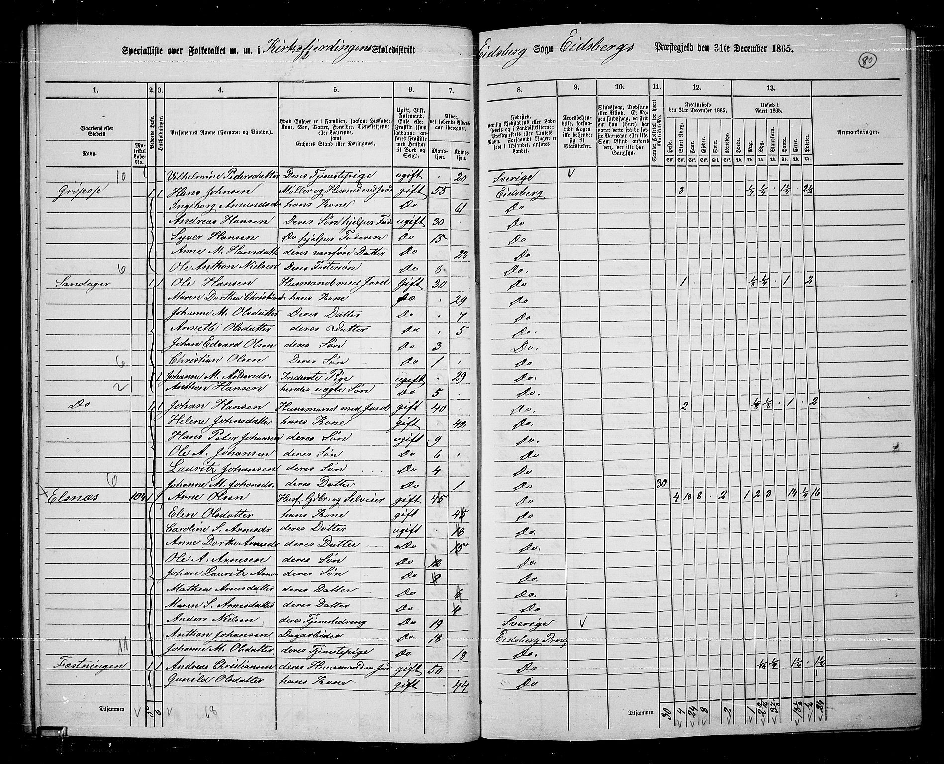 RA, 1865 census for Eidsberg, 1865, p. 69