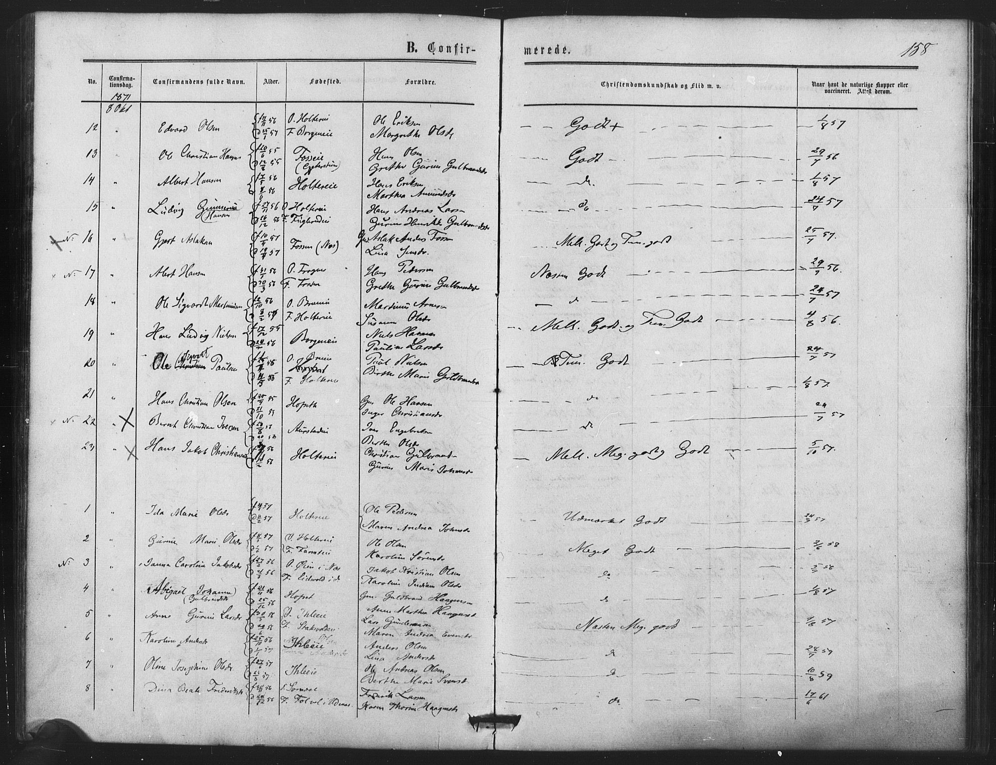 Nes prestekontor Kirkebøker, SAO/A-10410/F/Fb/L0001: Parish register (official) no. II 1, 1859-1882, p. 158