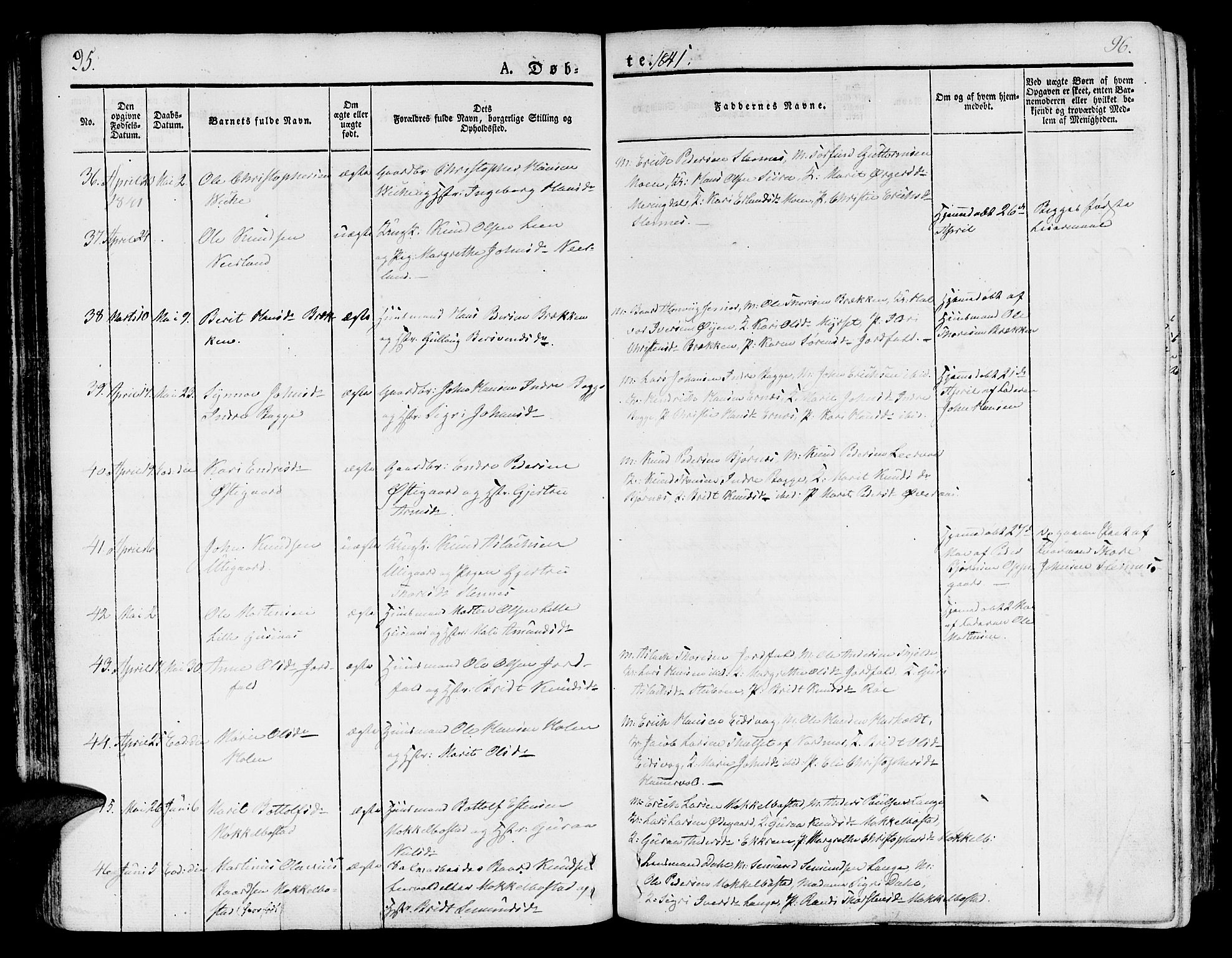 Ministerialprotokoller, klokkerbøker og fødselsregistre - Møre og Romsdal, SAT/A-1454/551/L0624: Parish register (official) no. 551A04, 1831-1845, p. 95-96