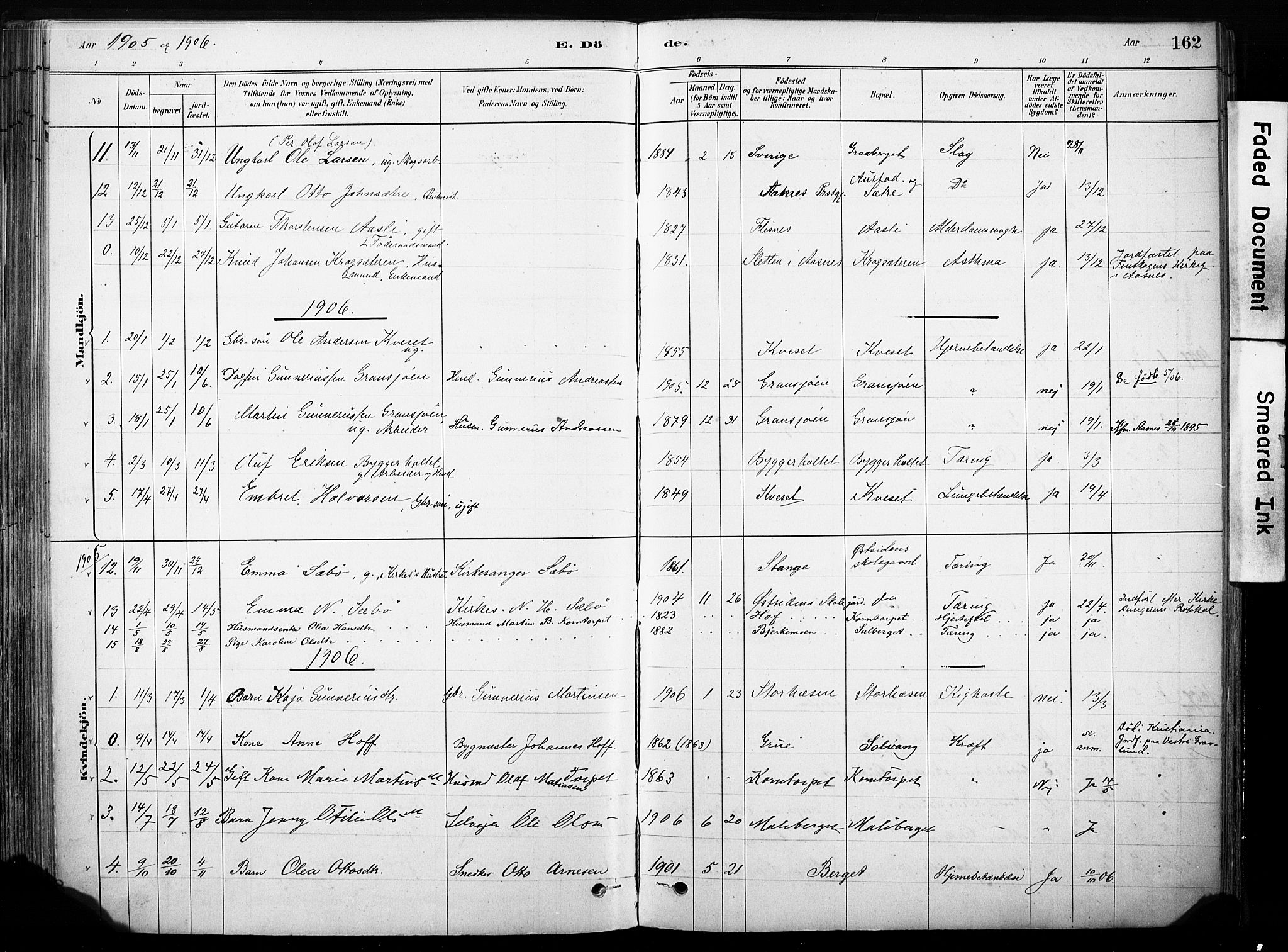 Hof prestekontor, AV/SAH-PREST-038/H/Ha/Haa/L0011: Parish register (official) no. 11, 1879-1911, p. 162