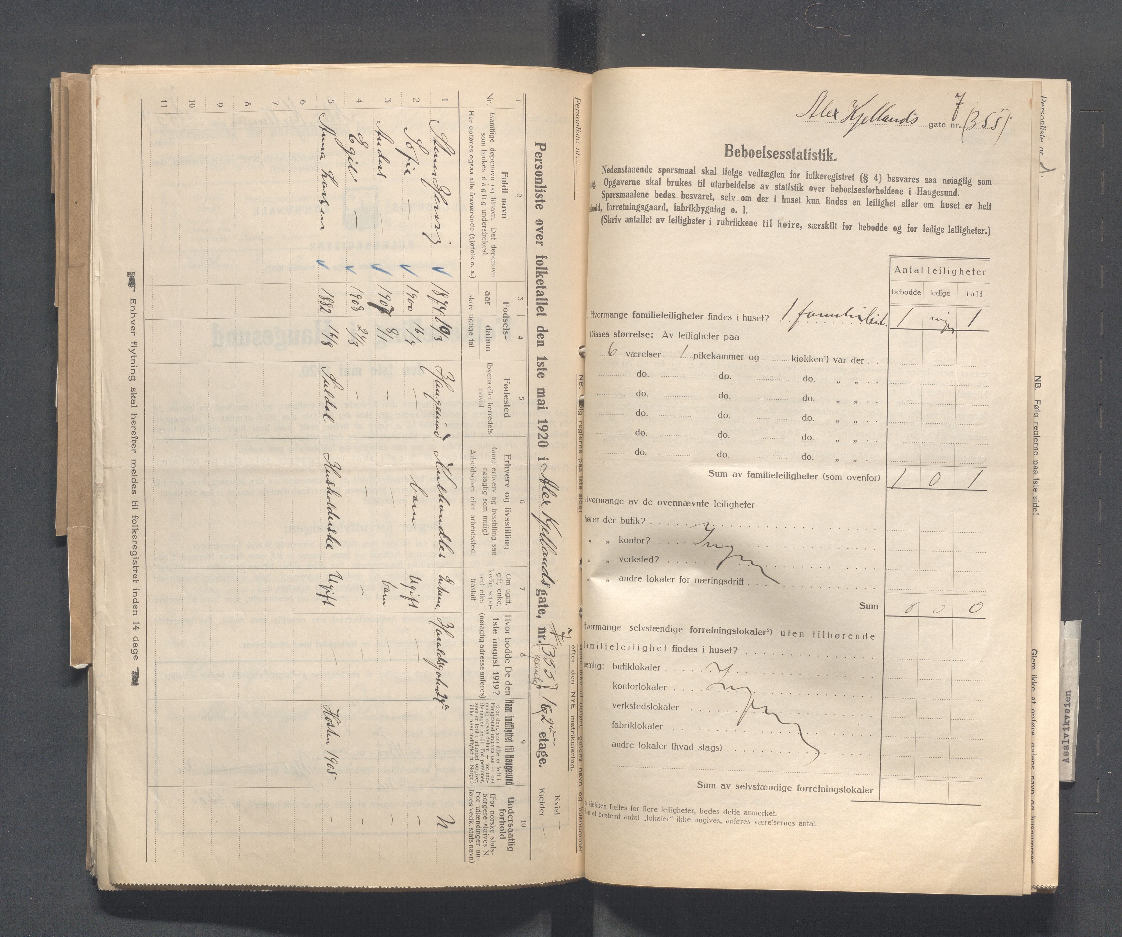 IKAR, Local census 1.5.1920 for Haugesund, 1920, p. 68