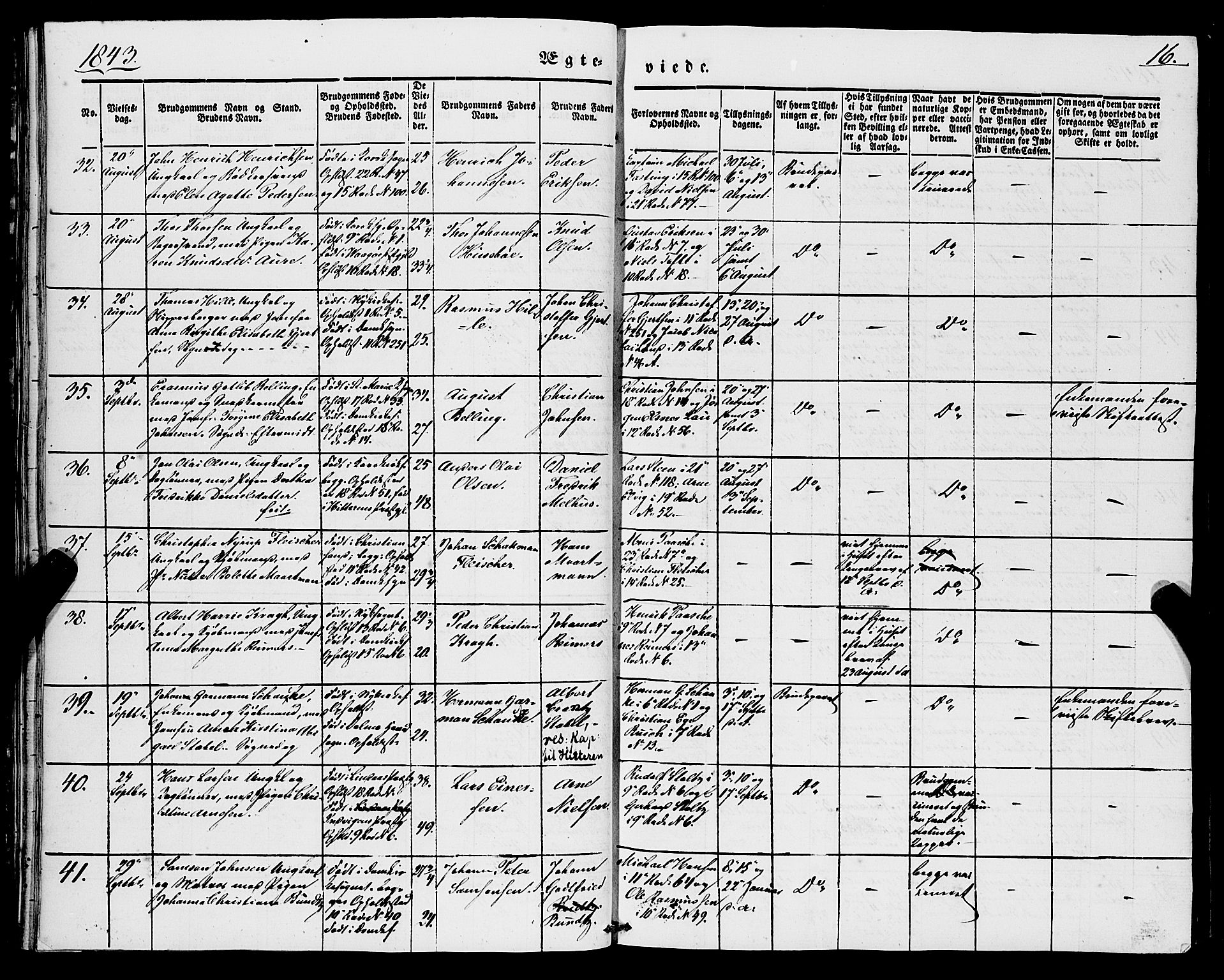 Domkirken sokneprestembete, AV/SAB-A-74801/H/Haa/L0033: Parish register (official) no. D 1, 1841-1853, p. 16