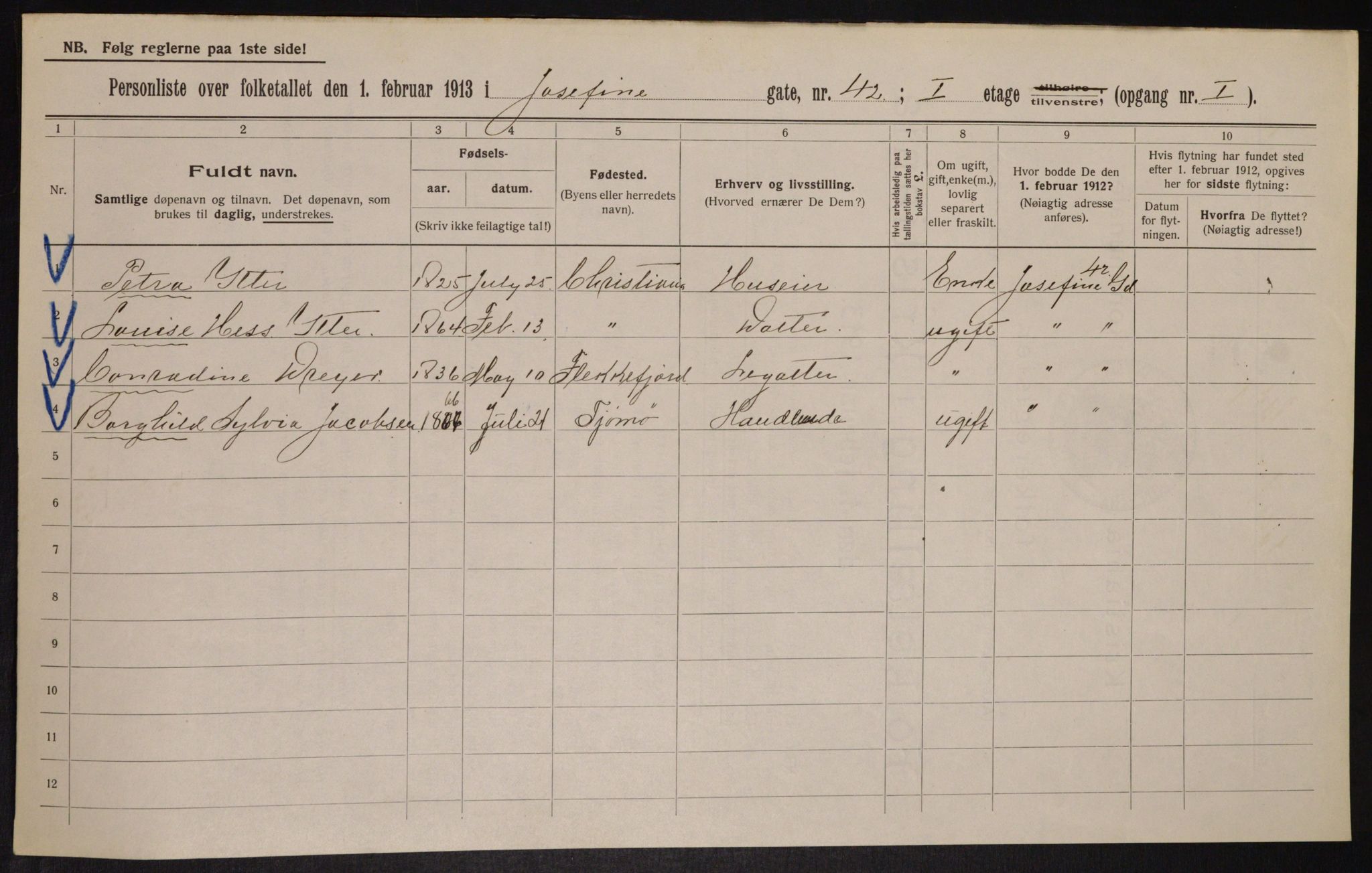 OBA, Municipal Census 1913 for Kristiania, 1913, p. 47370