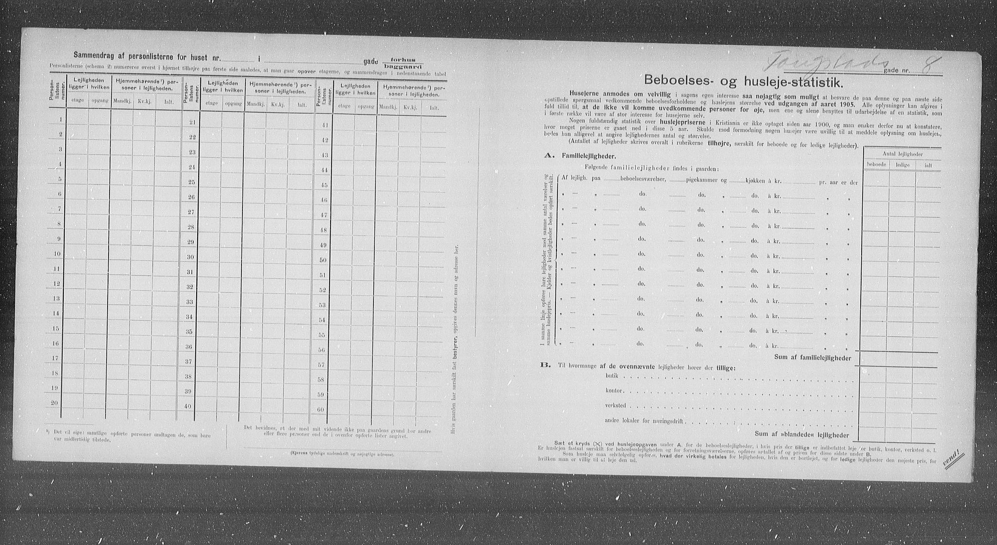 OBA, Municipal Census 1905 for Kristiania, 1905, p. 13097
