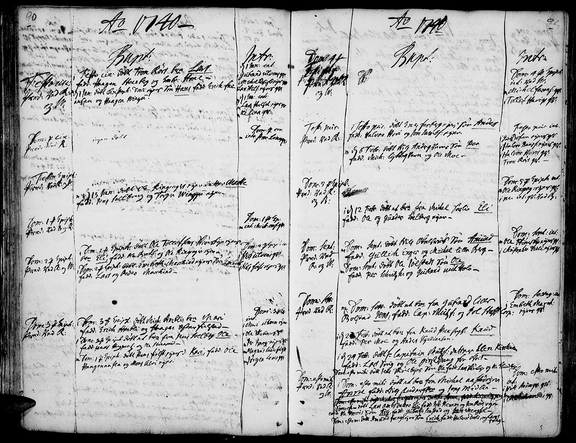 Ringsaker prestekontor, SAH/PREST-014/K/Ka/L0001: Parish register (official) no. 1, 1734-1746, p. 90-91