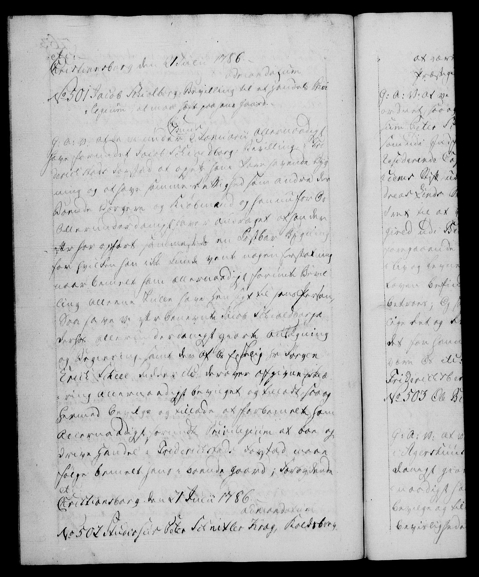 Danske Kanselli 1572-1799, AV/RA-EA-3023/F/Fc/Fca/Fcaa/L0051: Norske registre, 1786-1787, p. 263b