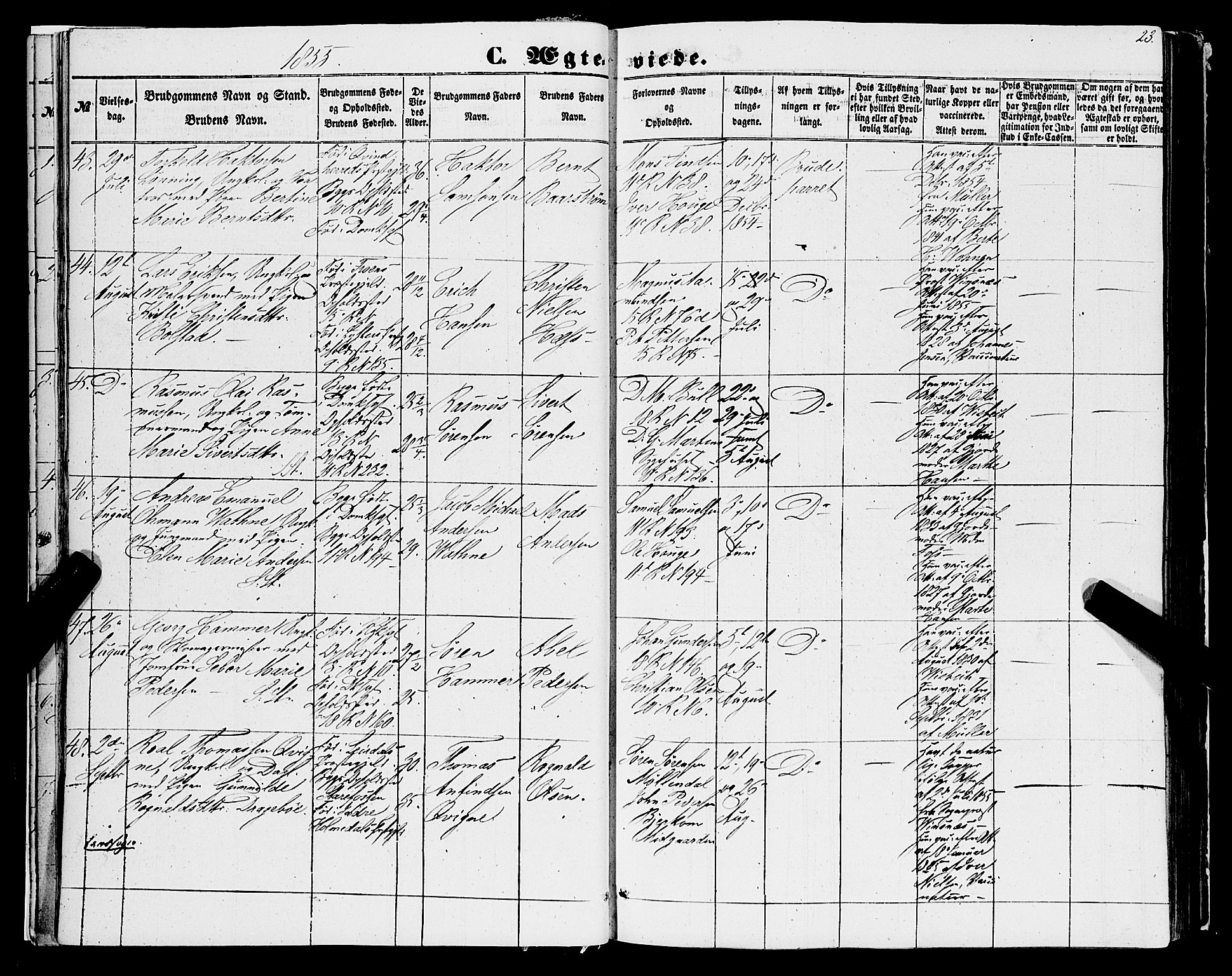 Domkirken sokneprestembete, AV/SAB-A-74801/H/Haa/L0034: Parish register (official) no. D 2, 1853-1874, p. 23