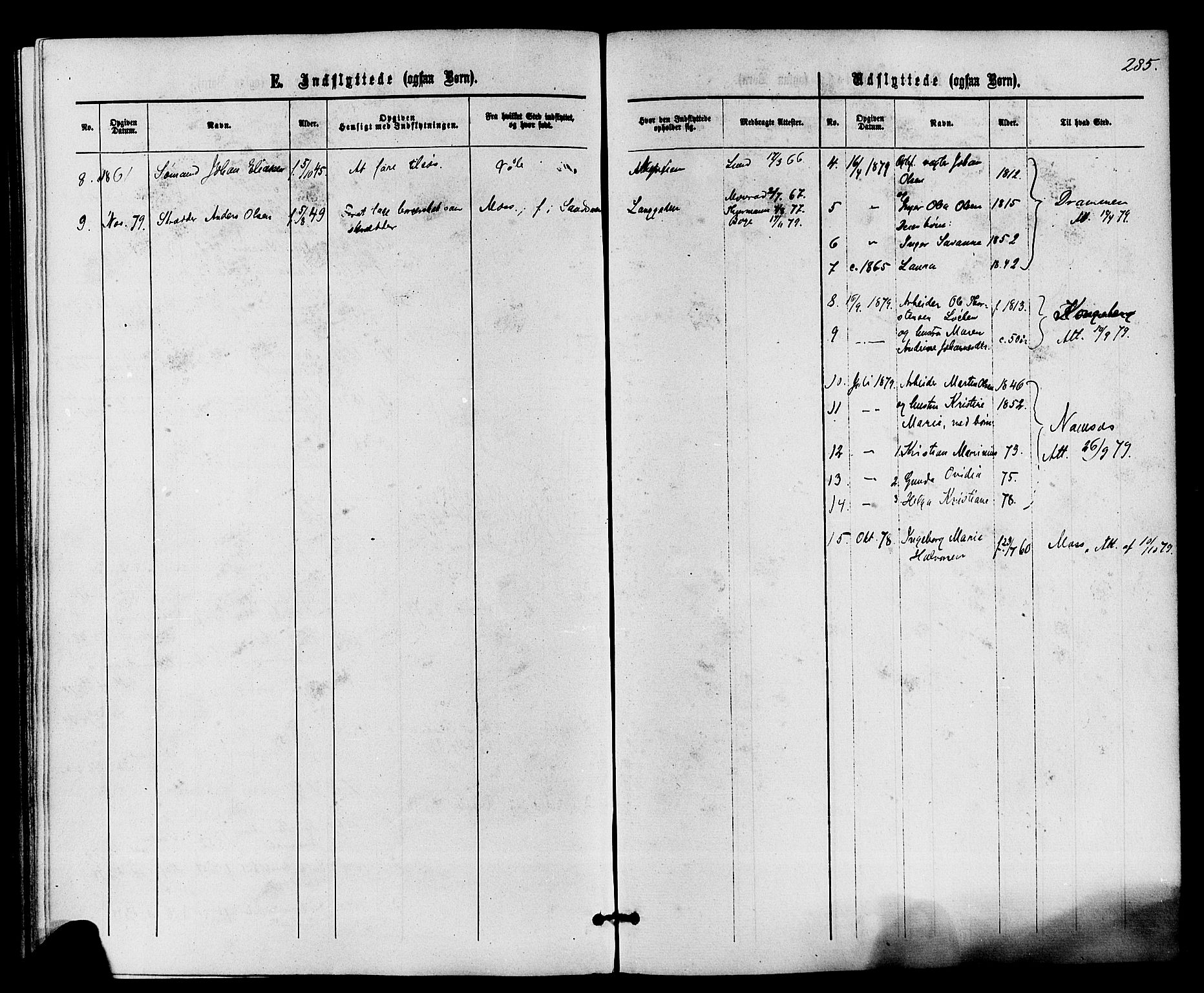 Holmestrand kirkebøker, AV/SAKO-A-346/F/Fa/L0003: Parish register (official) no. 3, 1867-1879, p. 285