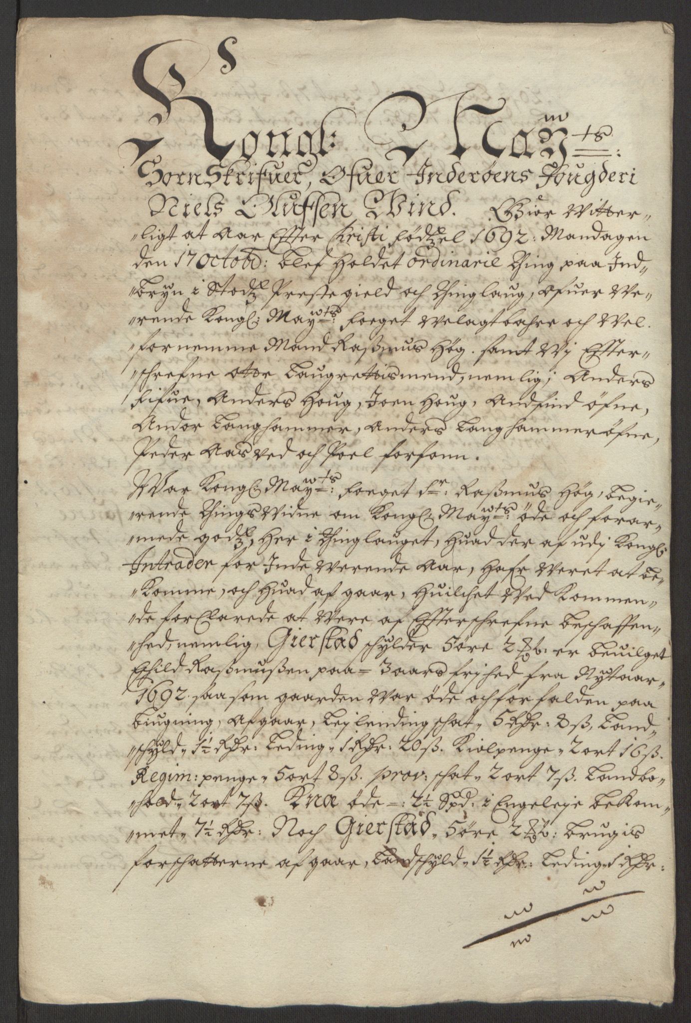 Rentekammeret inntil 1814, Reviderte regnskaper, Fogderegnskap, AV/RA-EA-4092/R63/L4308: Fogderegnskap Inderøy, 1692-1694, p. 235