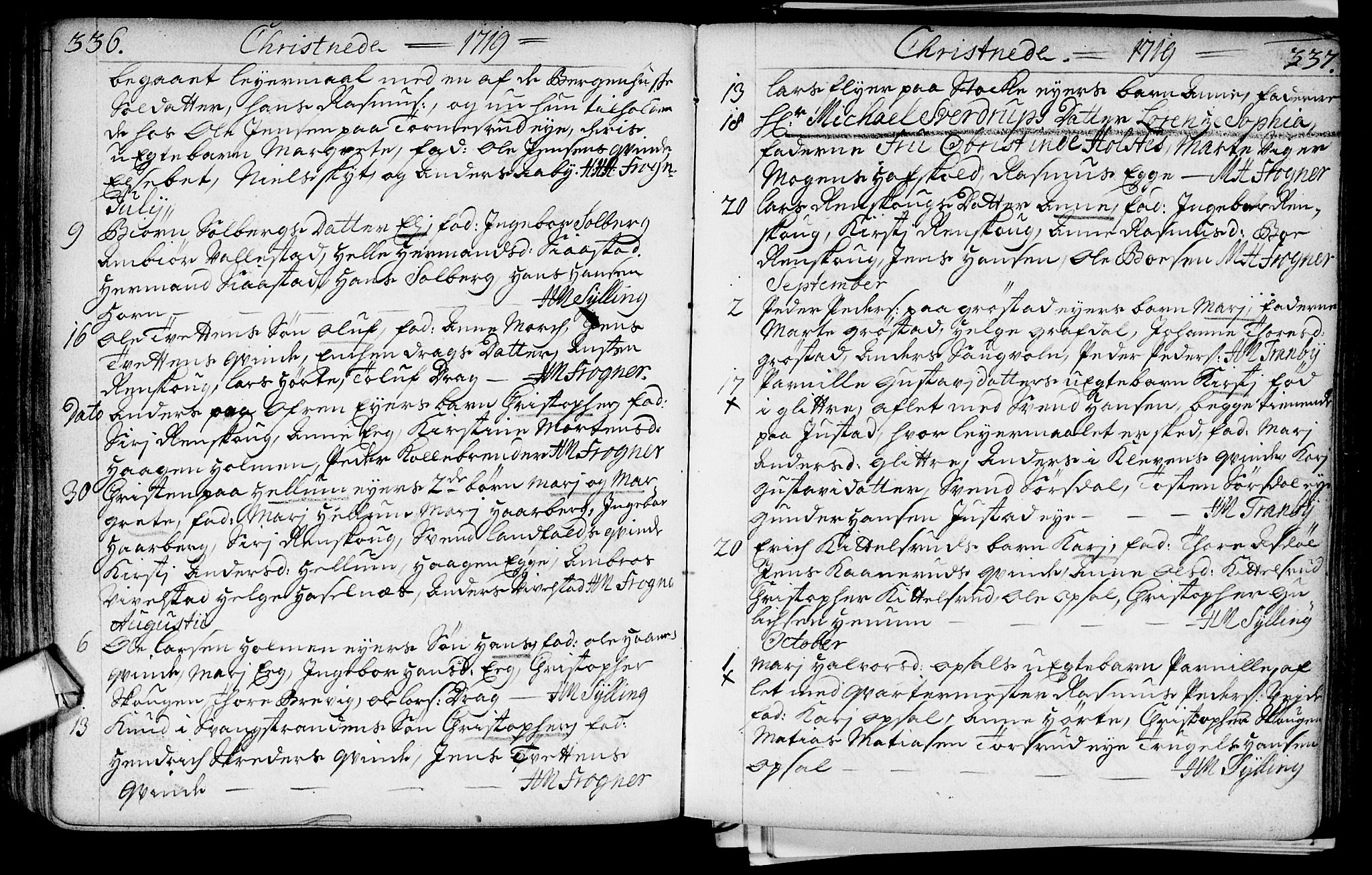 Lier kirkebøker, SAKO/A-230/F/Fa/L0002: Parish register (official) no. I 2, 1701-1726, p. 336-337