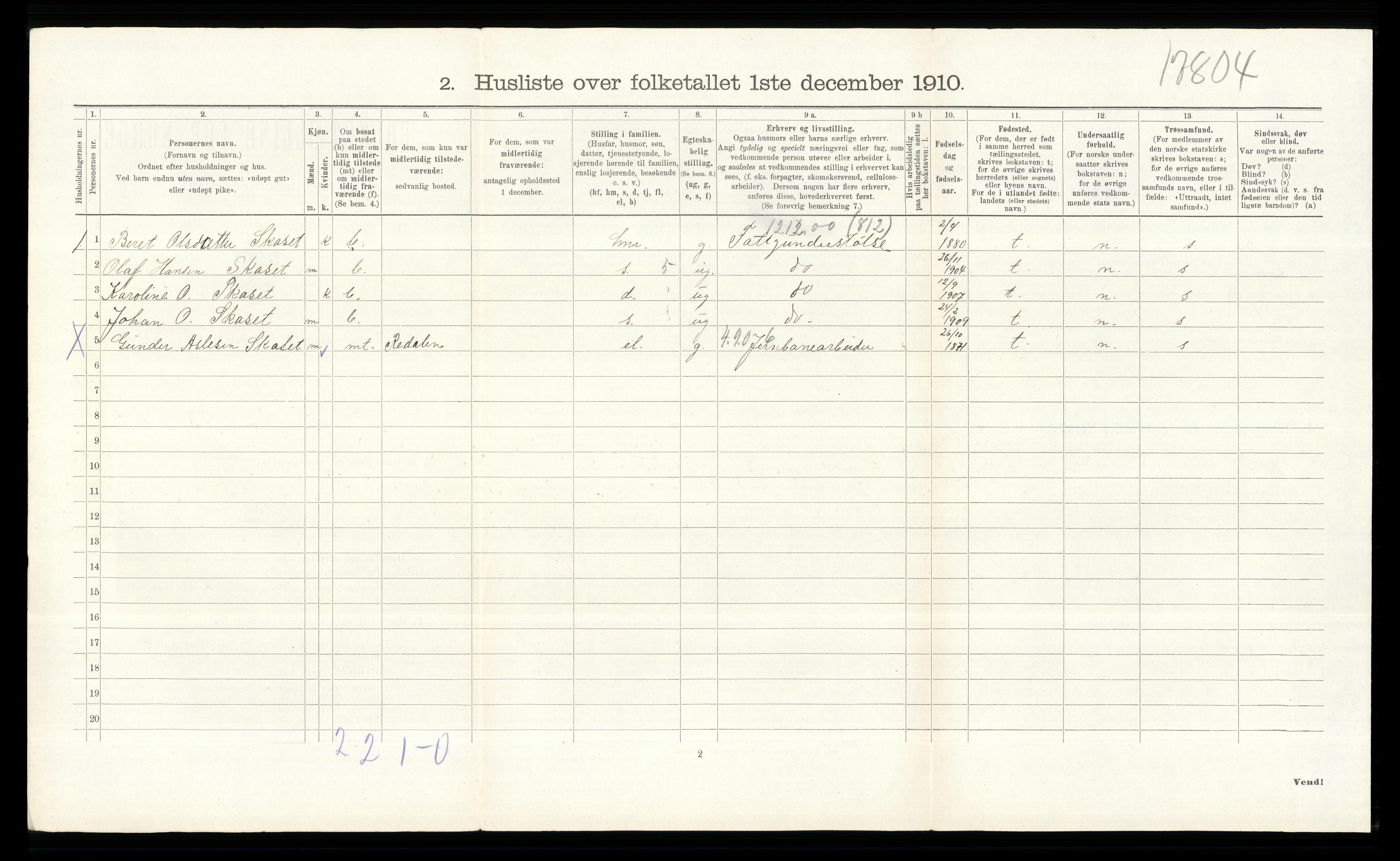RA, 1910 census for Krødsherad, 1910, p. 598