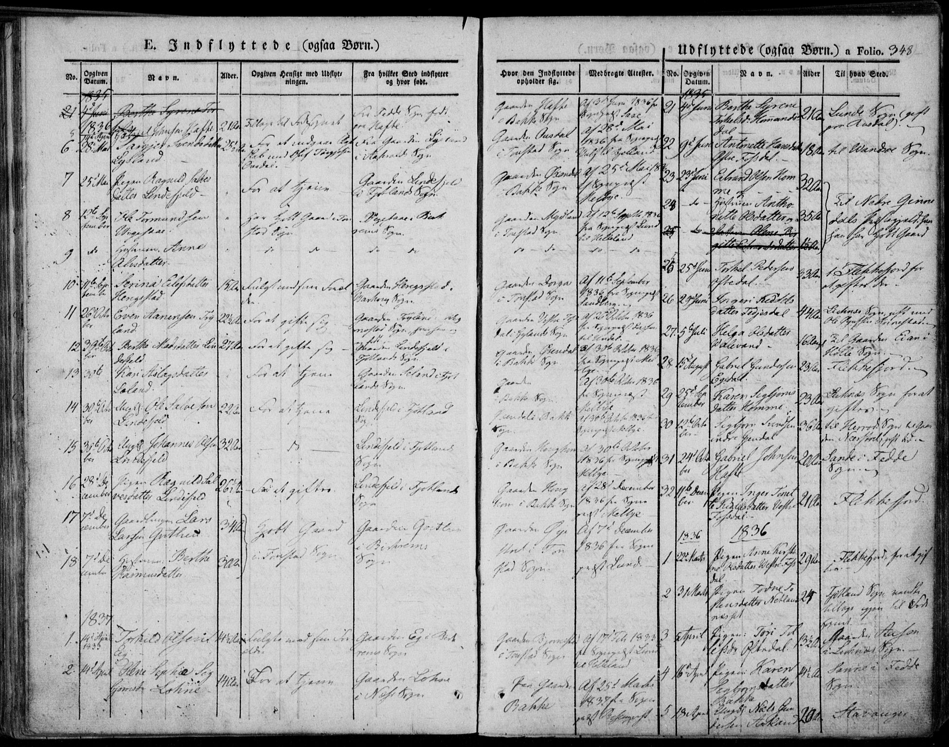 Bakke sokneprestkontor, AV/SAK-1111-0002/F/Fa/Faa/L0004: Parish register (official) no. A 4, 1834-1846, p. 348