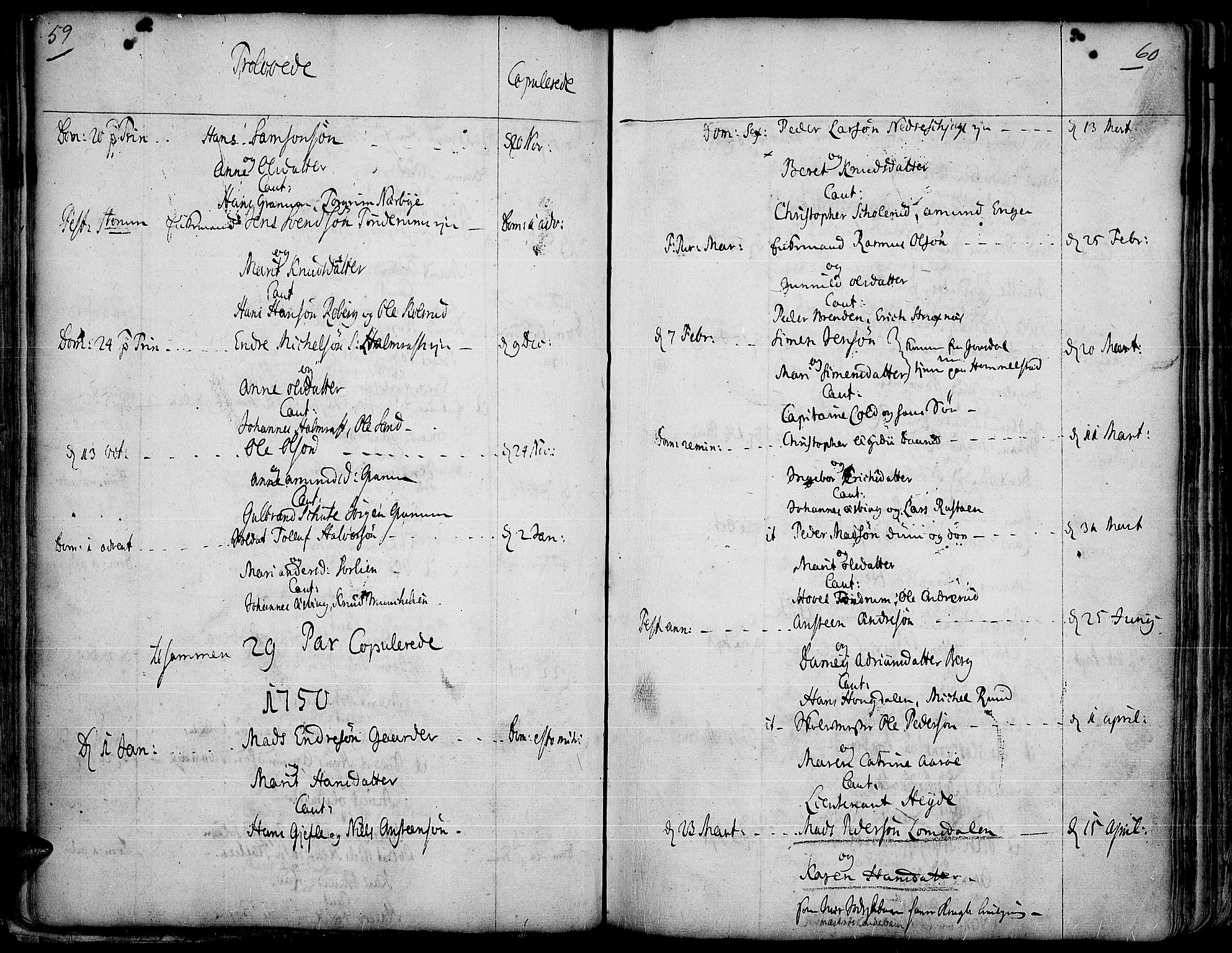 Land prestekontor, SAH/PREST-120/H/Ha/Haa/L0003: Parish register (official) no. 3, 1733-1764, p. 59-60