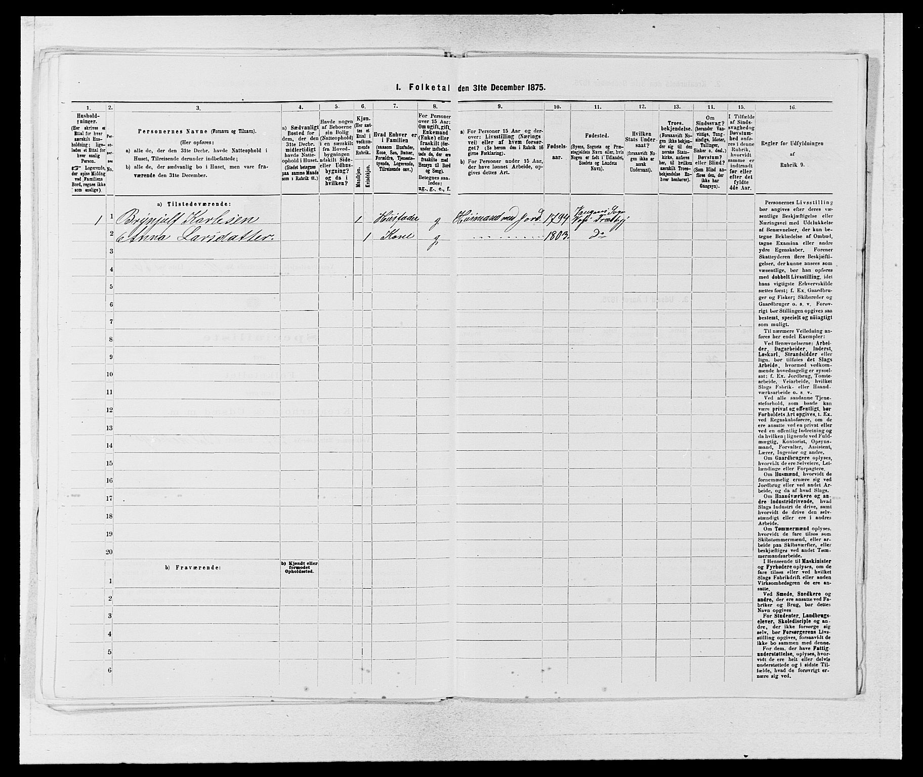 SAB, 1875 census for 1235P Voss, 1875, p. 1284