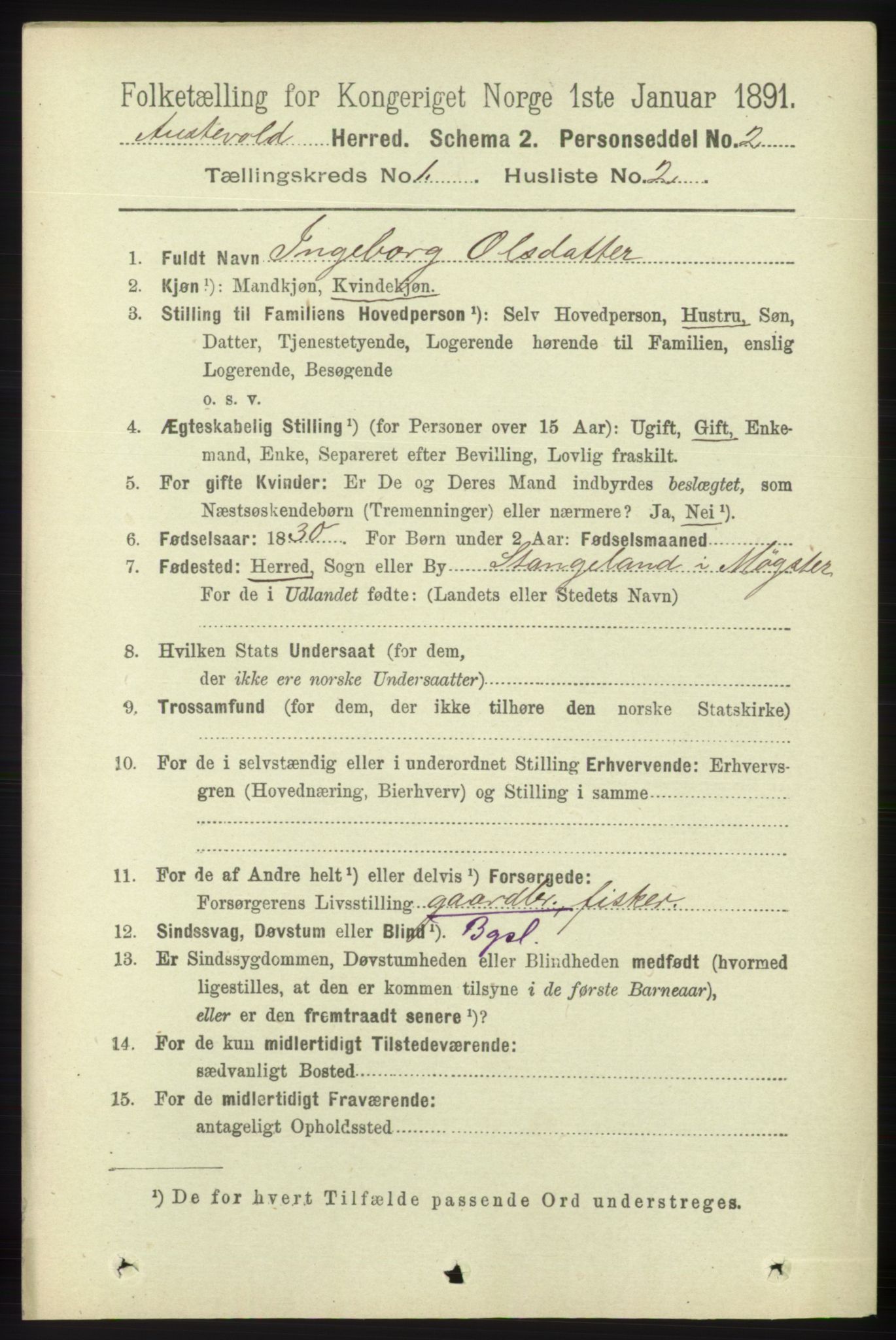 RA, 1891 census for 1244 Austevoll, 1891, p. 105