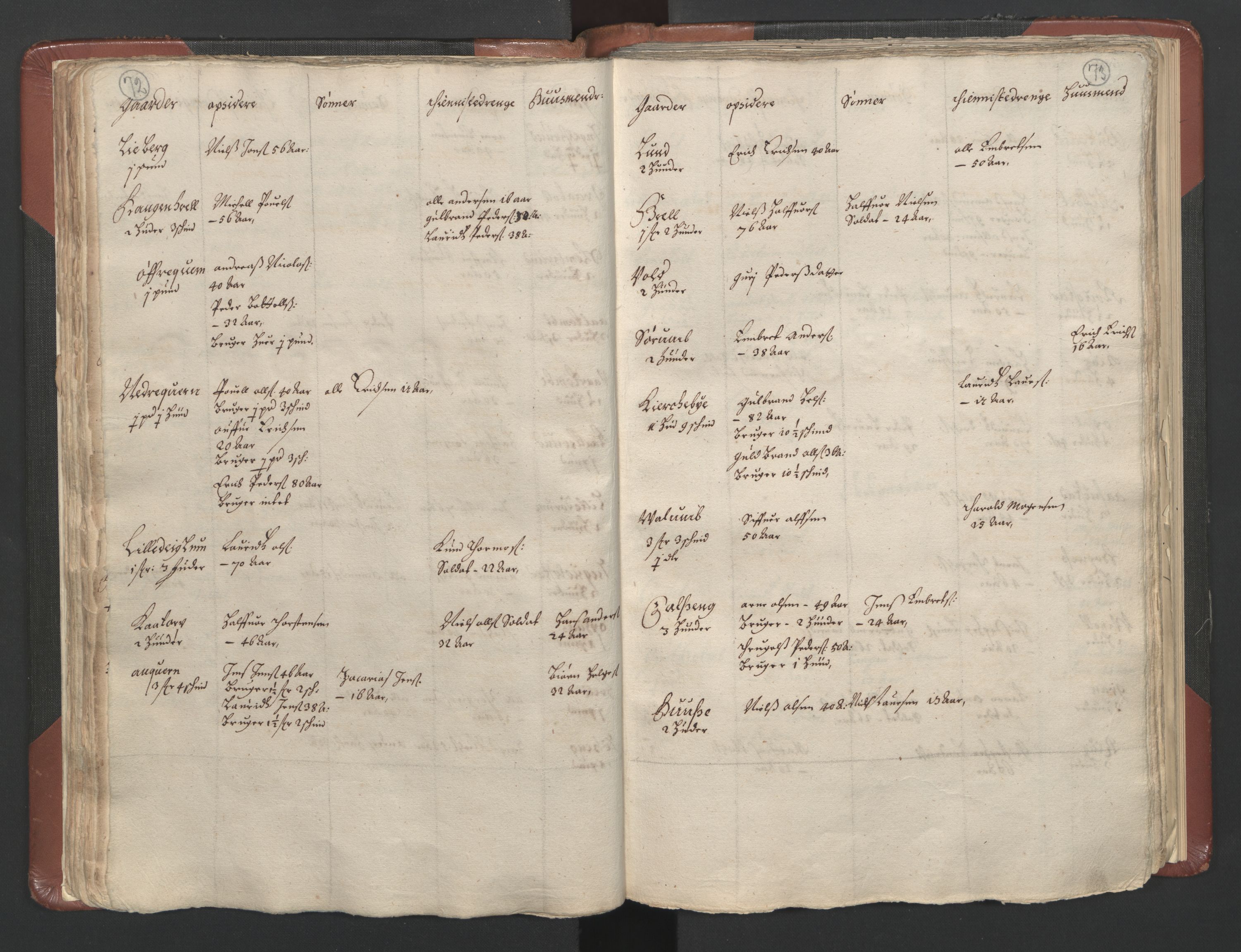 RA, Bailiff's Census 1664-1666, no. 3: Hedmark fogderi and Solør, Østerdal and Odal fogderi, 1664, p. 72-73