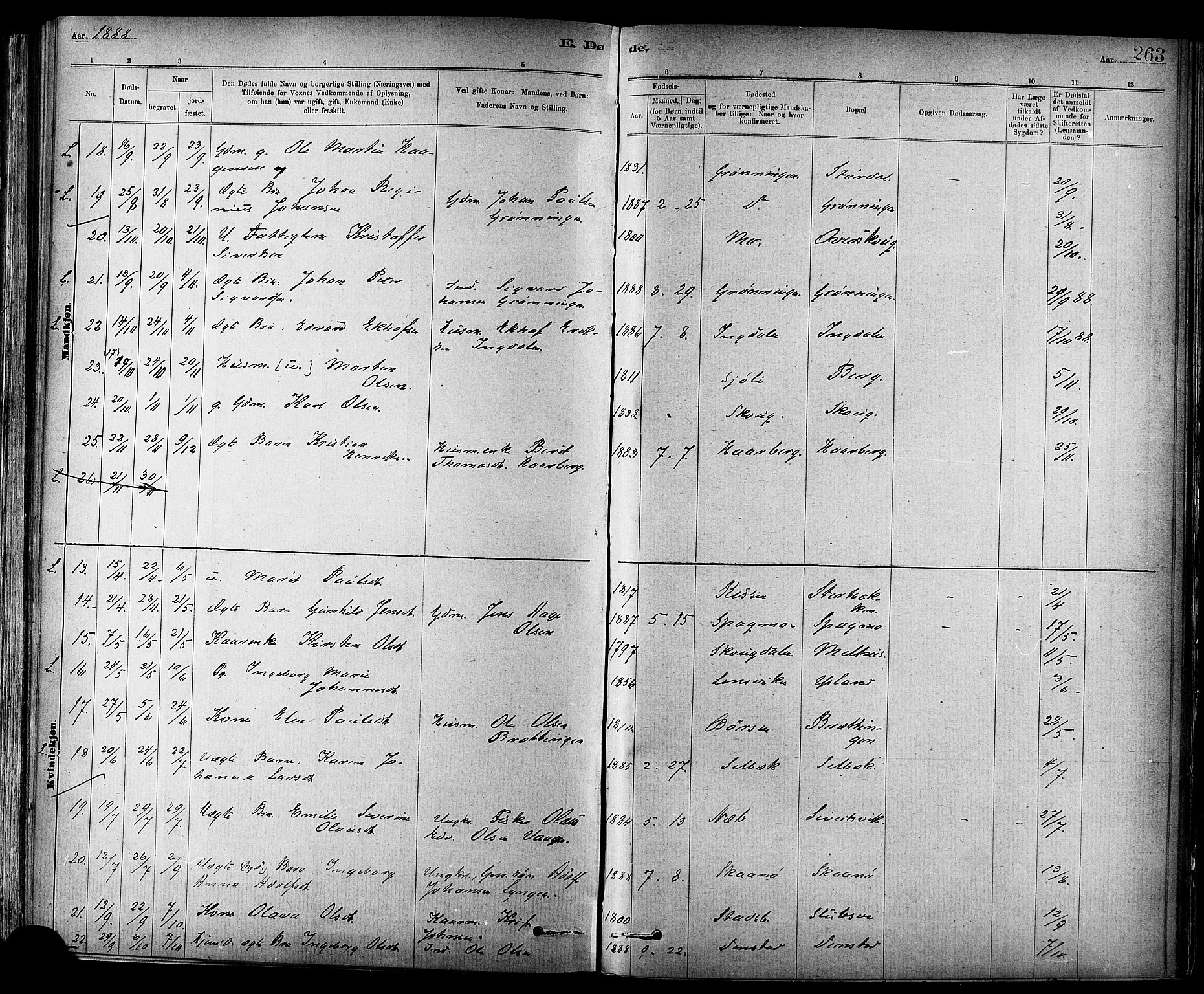 Ministerialprotokoller, klokkerbøker og fødselsregistre - Sør-Trøndelag, AV/SAT-A-1456/647/L0634: Parish register (official) no. 647A01, 1885-1896, p. 263