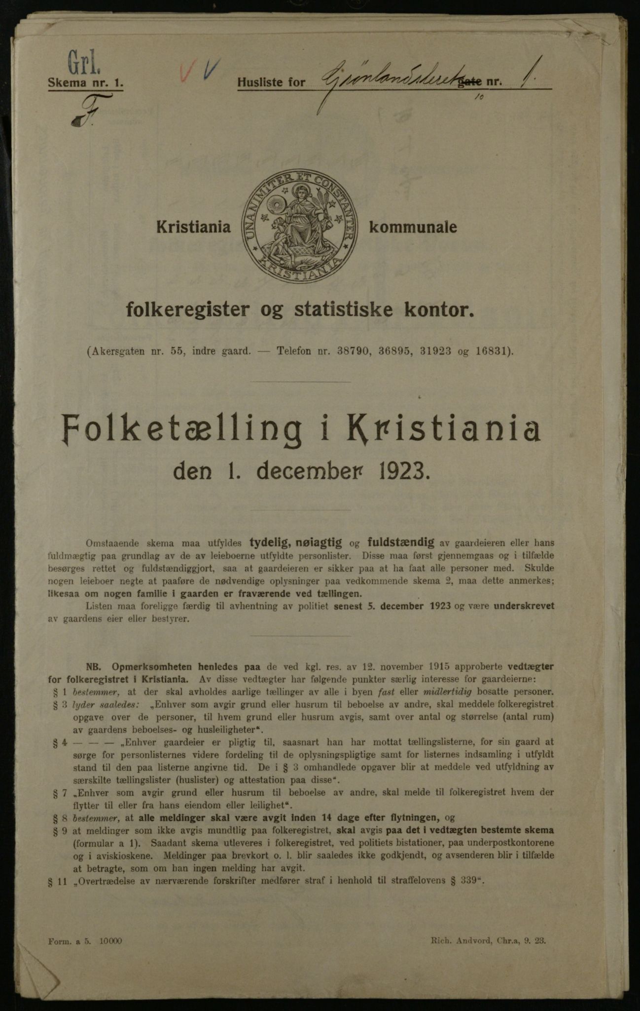 OBA, Municipal Census 1923 for Kristiania, 1923, p. 35368