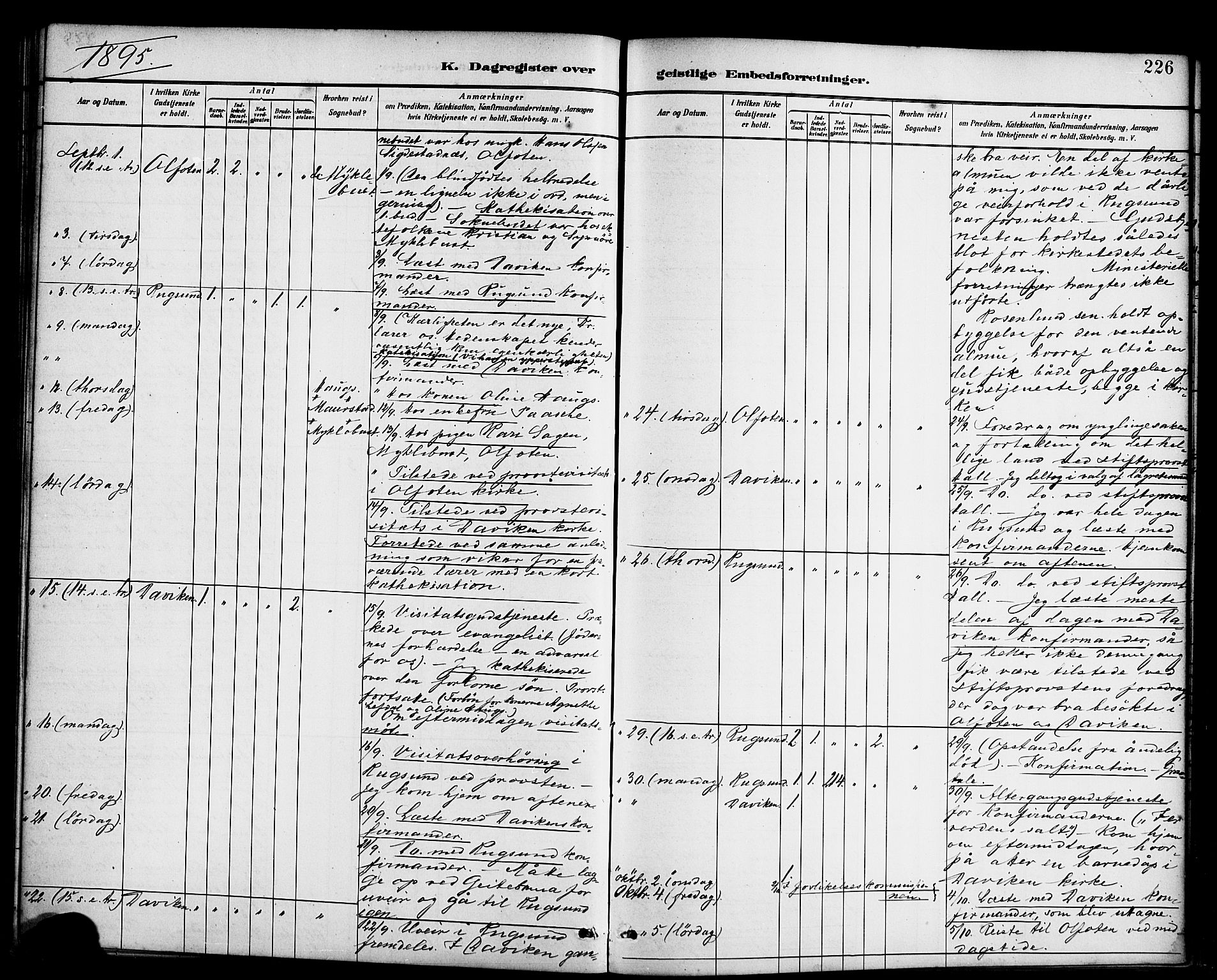 Davik sokneprestembete, SAB/A-79701/H/Haa/Haab/L0001: Parish register (official) no. B 1, 1882-1900, p. 226