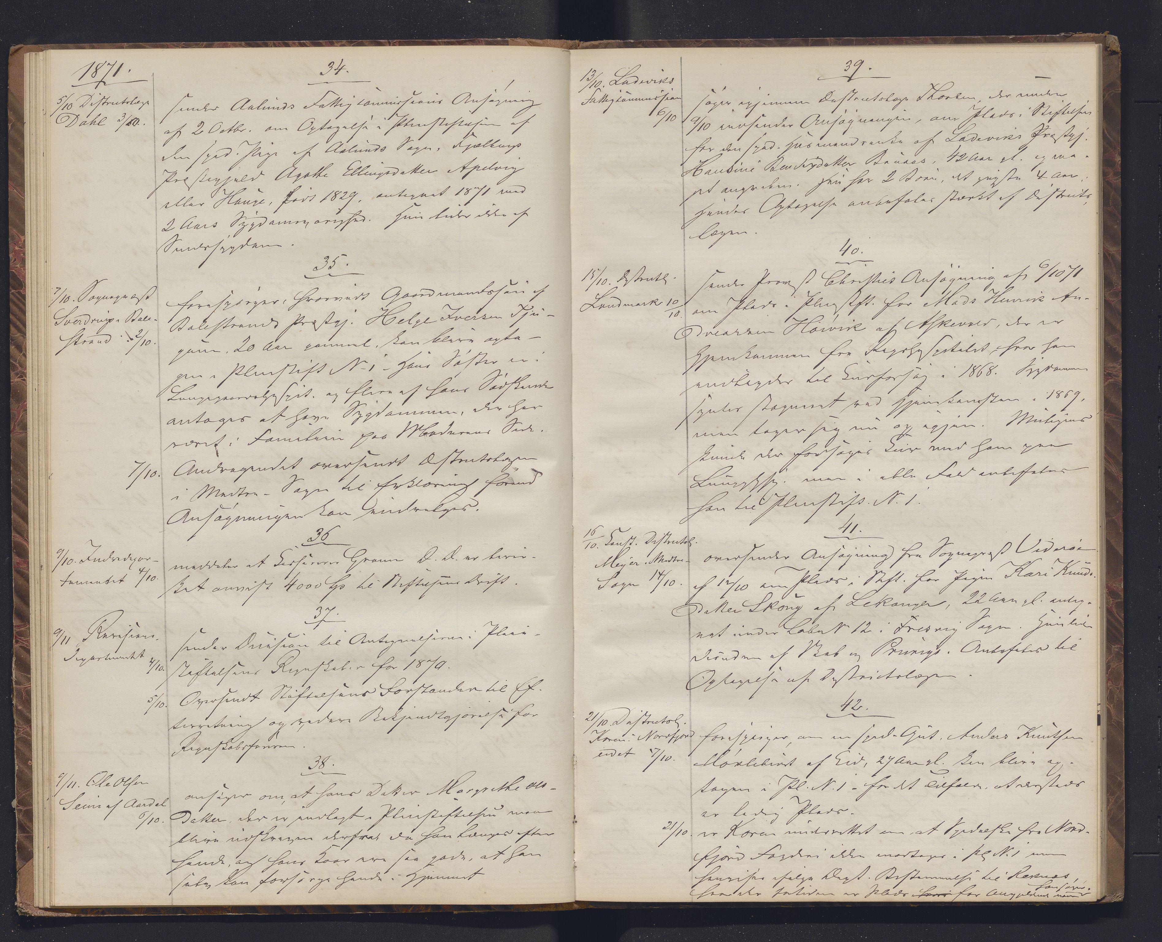 Lepraarkiver - Pleiestiftelsen for spedalske no.1, AV/SAB-A-60601/B.c/L0005: Journal, 1868-1875