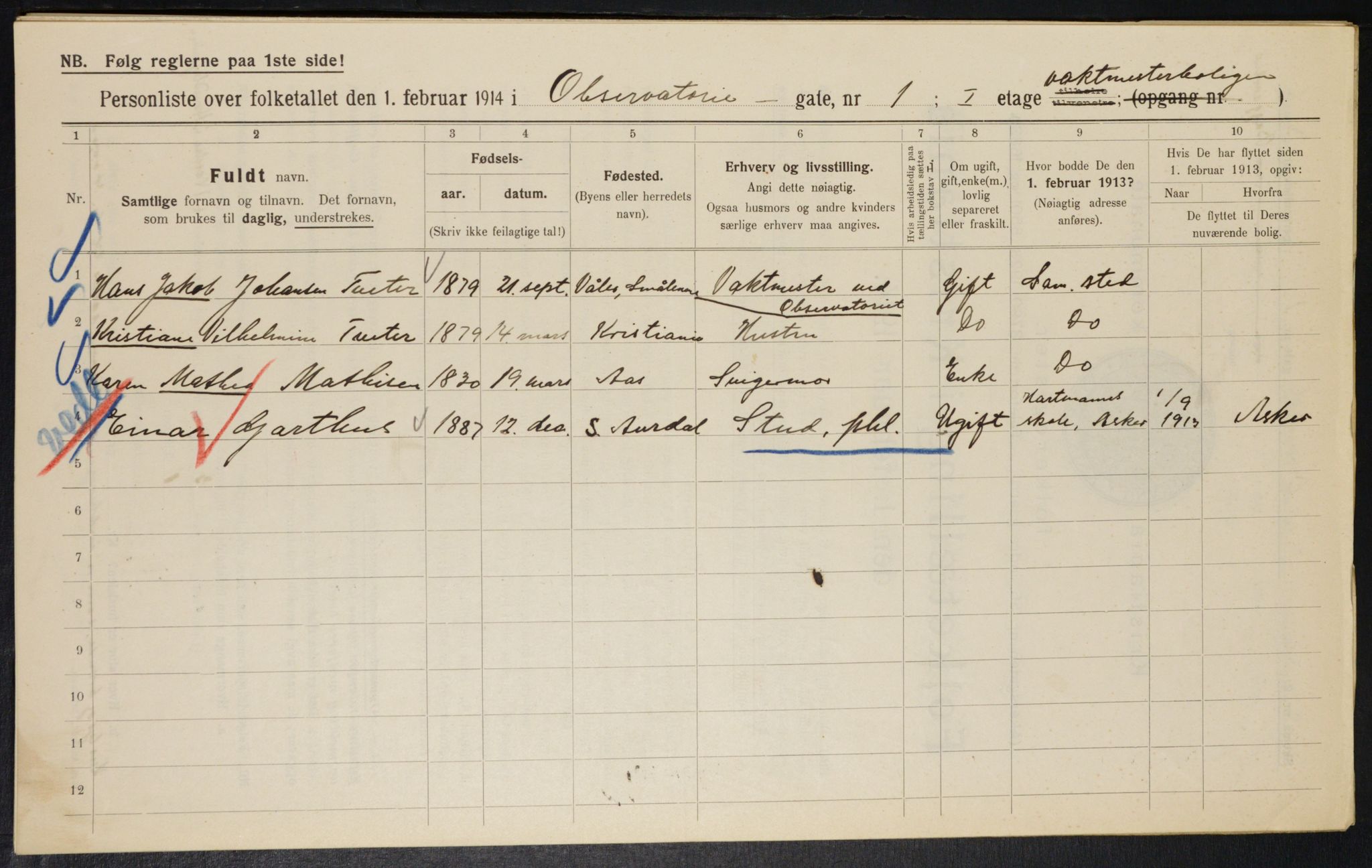 OBA, Municipal Census 1914 for Kristiania, 1914, p. 74143