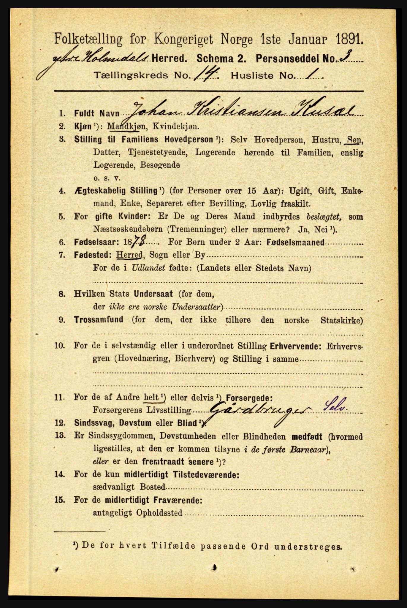 RA, 1891 census for 1429 Ytre Holmedal, 1891, p. 3794